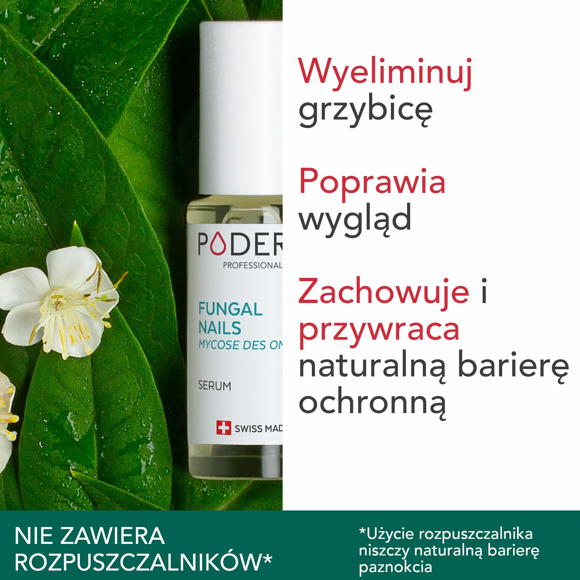 PODERM - LECZENIE MIKOZY PAZNOKCI | Na bazie roślin o wyjątkowo silnym działaniu przeciwgrzybiczym i naprawczym | Profesjonalna pielęgnacja dłoni i stóp | Łatwe stosowanie i szybkie działanie | Wyprodukowano w Szwajcarii