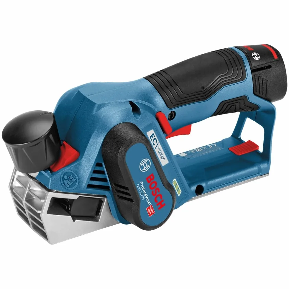 Bosch Professional GHO 12V-20 akumulatorowy strug 12V 56 mm 2 akumulatory GBA 12V 3.0Ah ładowarka L-BOXX