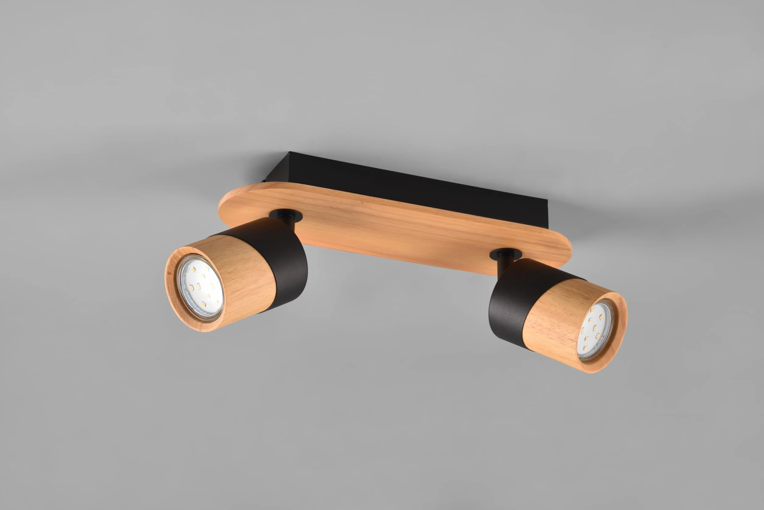 Trio Leuchten Lampa sufitowa ARUNI 801100232, matowy metal, naturalne drewno, nie zabraknąć 2 x GU10