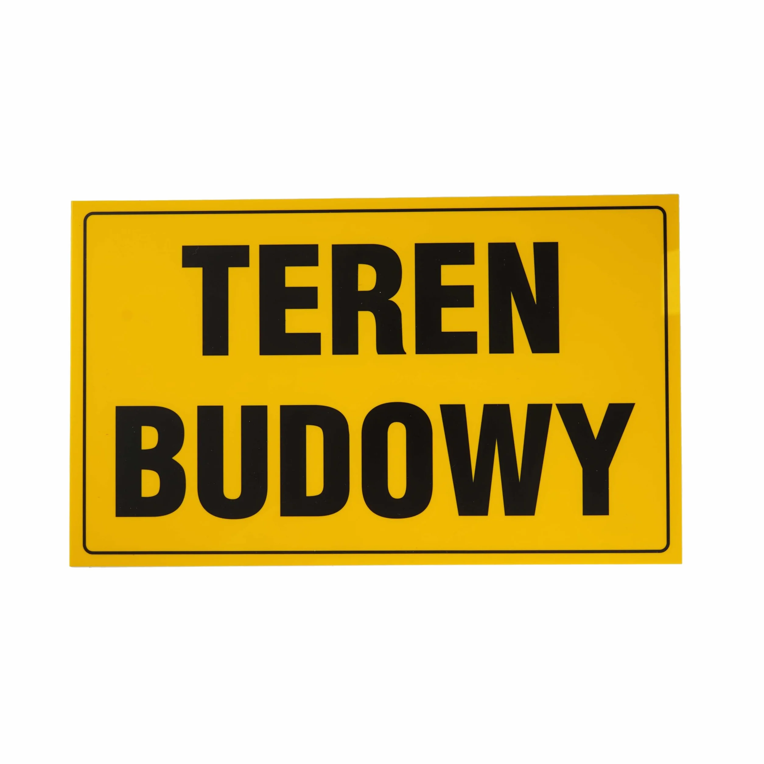 Tablica Piktogram PCV 20x33 cm, Tabliczka TEREN BUDOWY, Odporna Na Warunki Atmosferyczne, Żółta Tablica Informacyjna