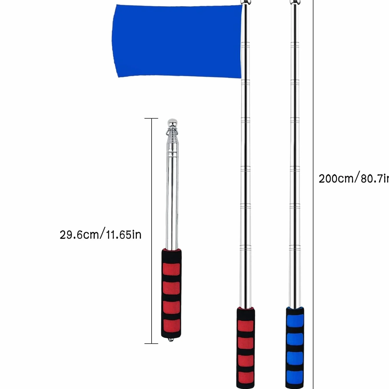 Teleskopowy drążek na flagę 200 cm z antypoślizgowym uchwytem