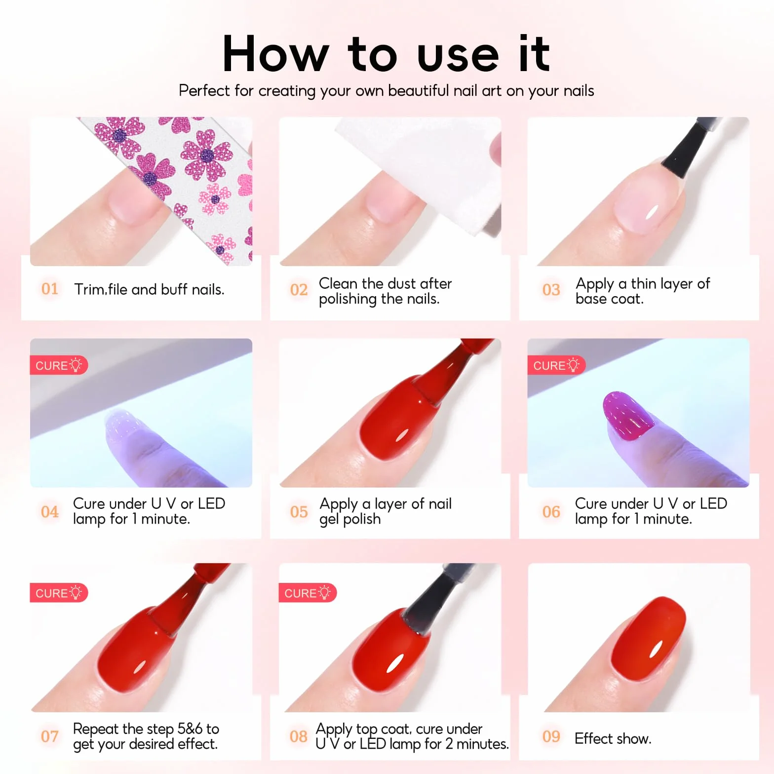 PEACECOLOR 73 szt. Zestaw półtrwałych paznokci i lampy, 55 kolorów półtrwały żelowy lakier do paznokci z podstawą Top Matowy Top Coat Zestaw do manicure półtrwały dla początkujących
