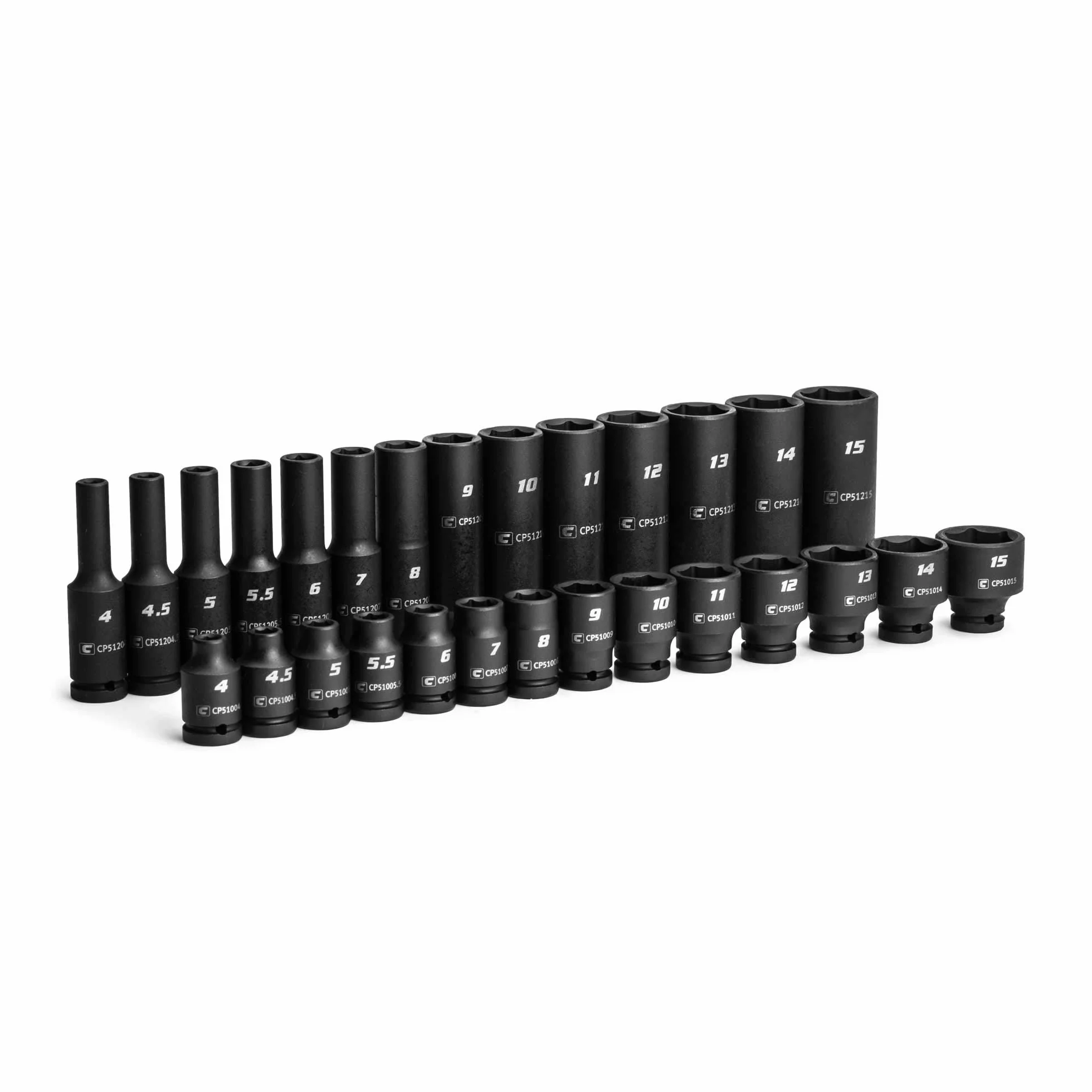 Capri Tools 1/4" zestaw nasadek nasadowych płytkich i głębokich udarowych 4 do 15 mm, metryczny, 28-częściowy