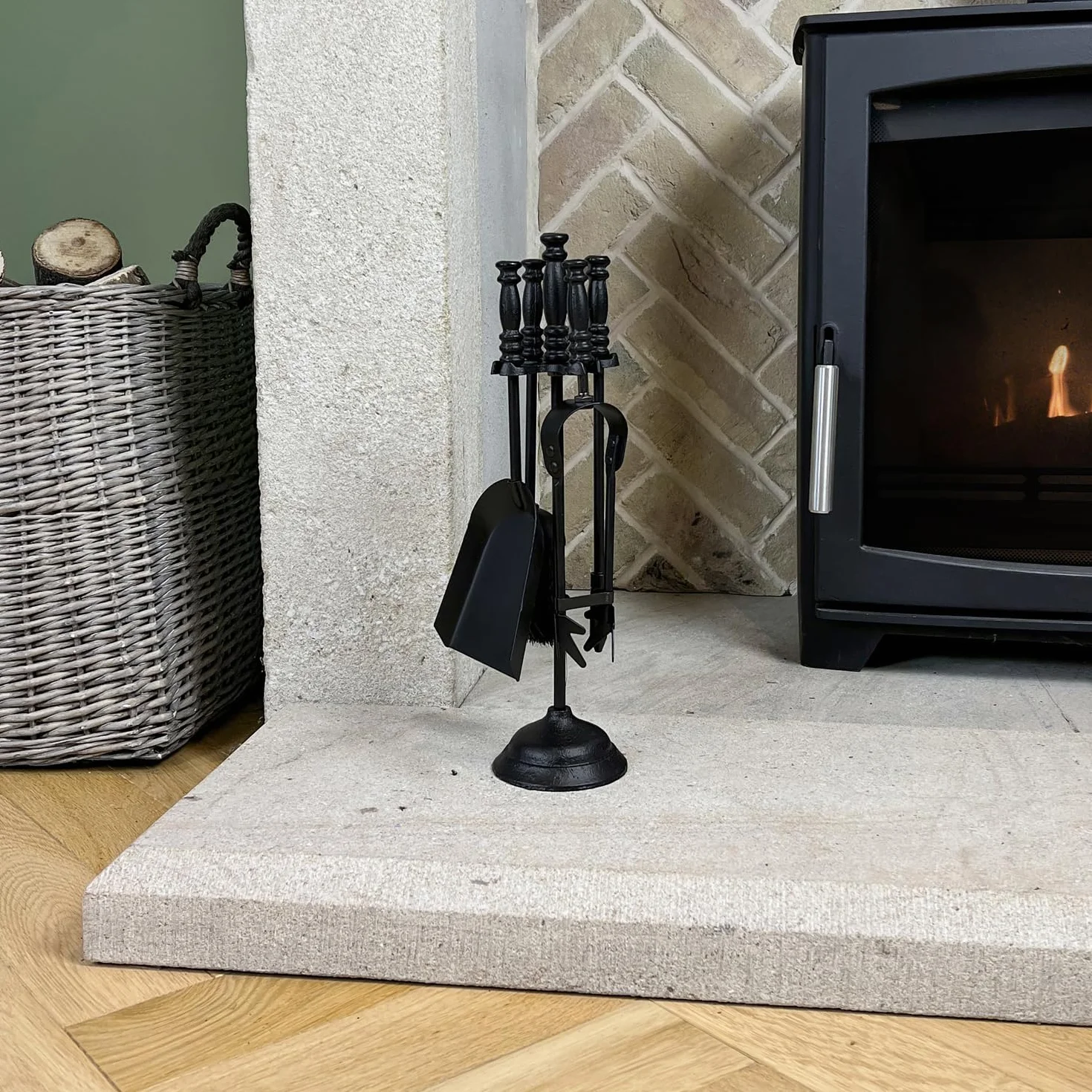 JVL 11-314 Belvoir zestaw narzędzi towarzyszących przy kominku, czarny, jeden rozmiar