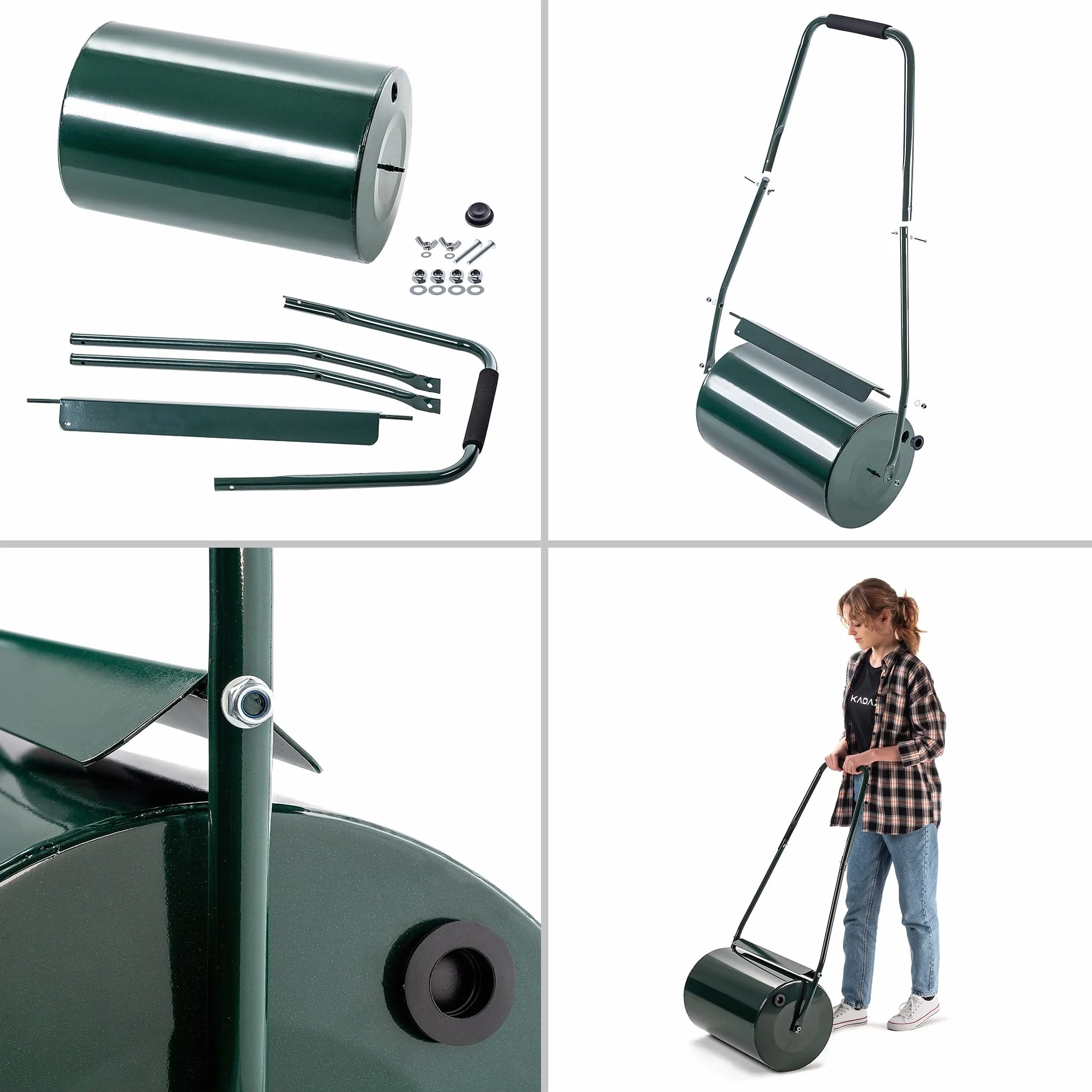 KADAX Walec ogrodowy 50cm wypełniany wodą lub piaskiem metalowy odporny na korozję