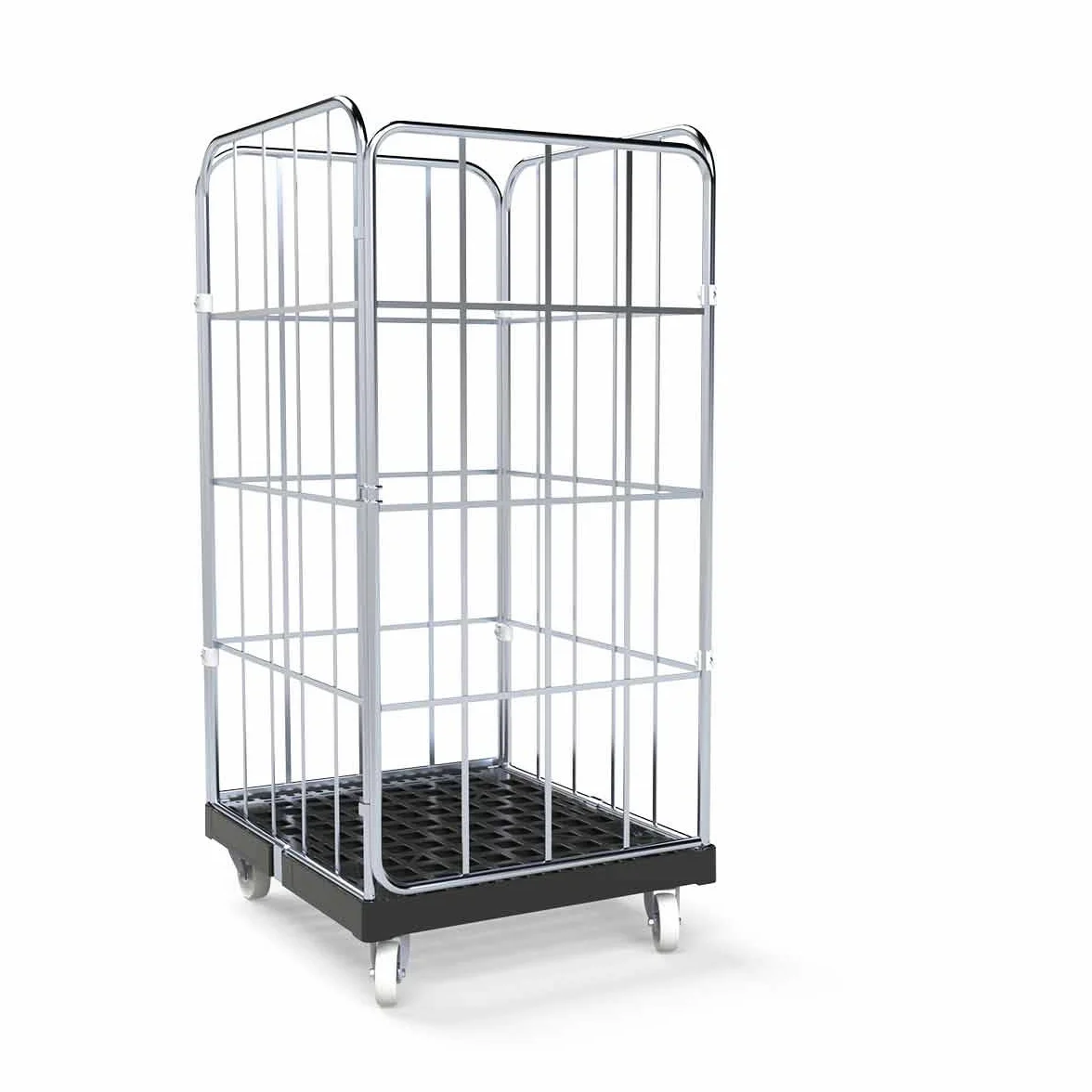 Pojemnik na kółkach 1350 KU RC czarny, 724 x 815 mm, typ 4-stronny, 1 ścianka przednia, Cr 3