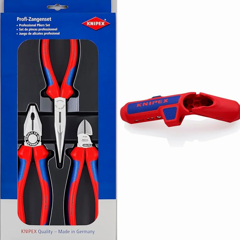 Knipex Zestaw szczypiec do prac warsztatowych i serwisowych karta do sprzedaży w systemie & Uniwersalne narzędzie do ściągania izolacji KNIPEX ErgoStrip, pakiet samoobsługowy