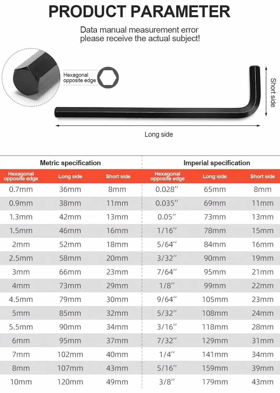 Zestaw kluczy imbusowych 30 szt./zestaw kluczy imbusowych 0.1 cm- 3/20.3 cm cala i 0,7 mm-10 mm rozmiar metryczny stal chromowo-wanadowa klucz długie ramię narzędzie