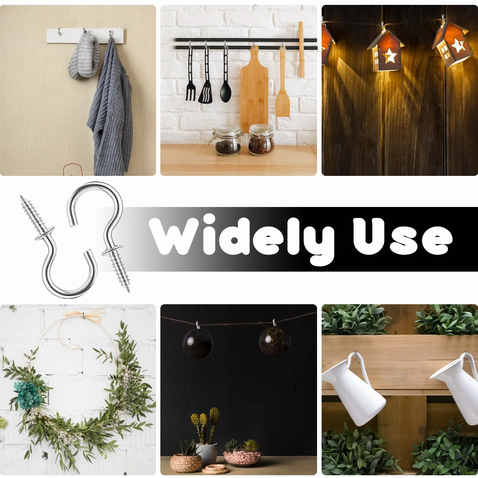 Amaxiu Opakowanie 100 haczyków wkręcanych, małych, haczyków sufitowych z metalowym 2 cm, mini haczyków sufitowych wkręcanych, roślin wiszących, ozdób artystycznych, kubków, dekoracji świątecznych