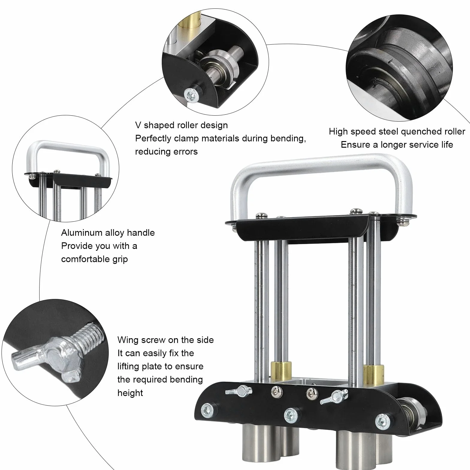 Giętarka Rolkowa do Metalu, Wszechstronne Narzędzie do Gięcia Stali, Aluminium, Miedzi, Zagięcia Pod Kątem 0–90 Stopni, wysokość Zagięcia 13–130 Mm, do Produkcji Kiosków