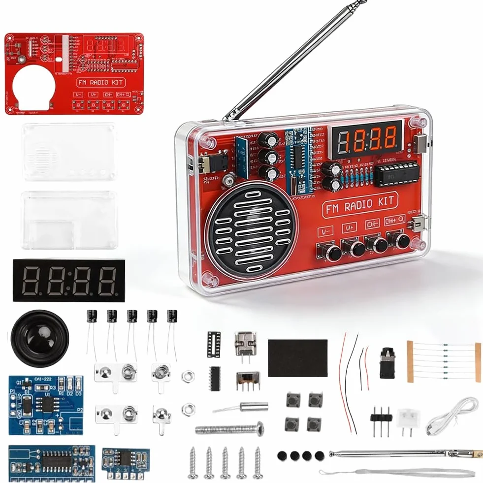 Zestaw do lutowania radia cyfrowego, zestaw do lutowania z cyfrowym wyświetlaczem do radia HD, zestaw do lutowania elektroniki DIY, moduł radia, pamięć w przypadku awarii zasilania, z modułem