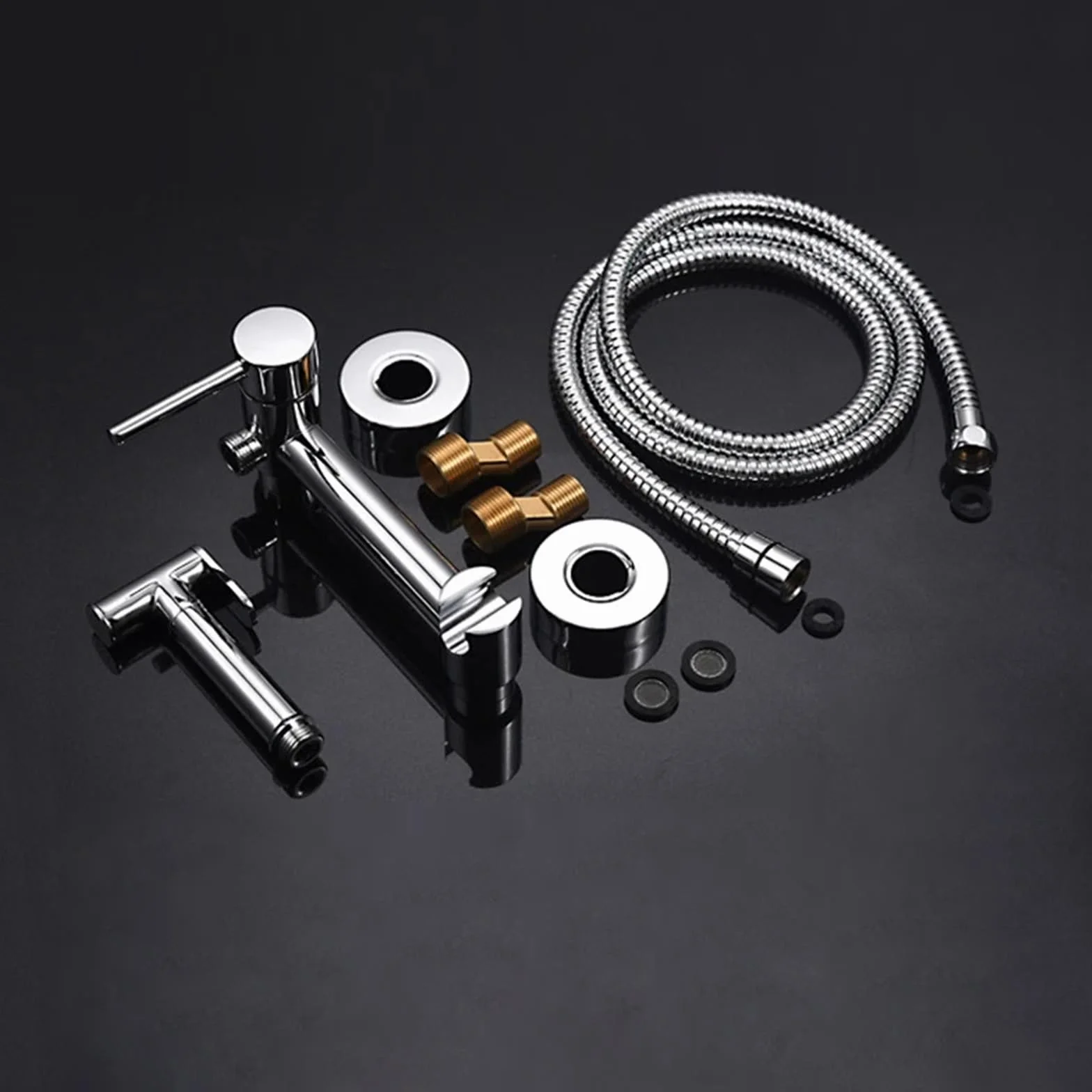 Bidety kwadratowy mosiądz chromowany bidet bateria toaletowa prysznic przenośny opryskiwacz zestaw ciepłej i zimnej wody kran higieniczny prysznic (BR-3316316C)