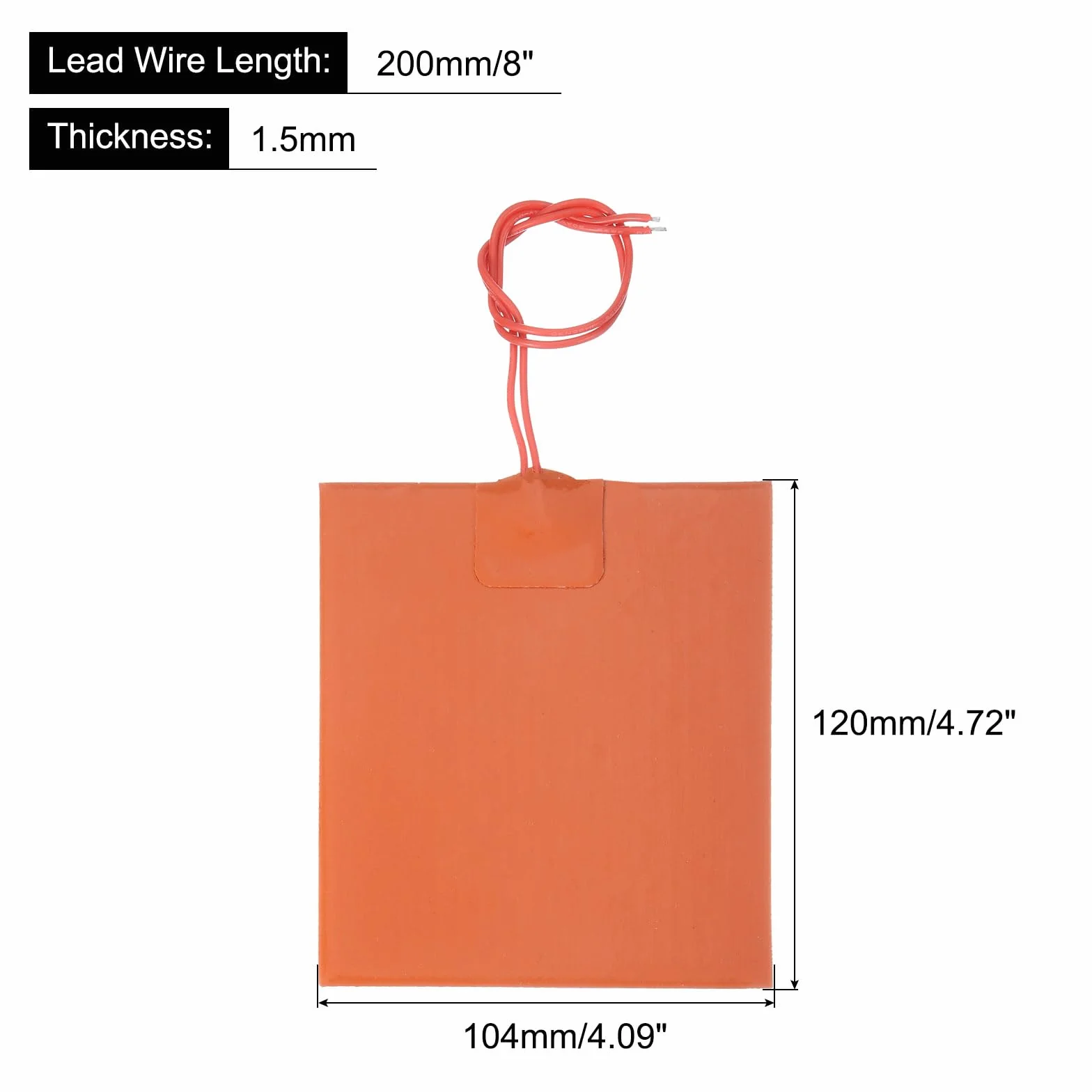 sourcing map Silikonowa mata grzewcza, 12 V, 12 W, folia grzewcza, elastyczna płyta grzewcza 120 mm x 104 mm, mata grzewcza do stałej temperatury