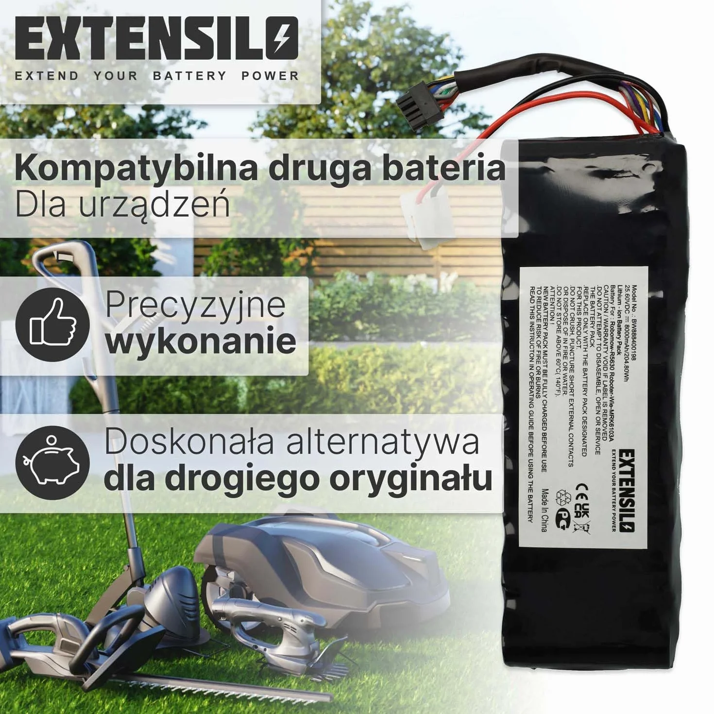 Akumulator zamienny 8000 mAh 25,6 V litowo-jonowy do kosiarek automatycznych BAT6000A BAT6000C BAT6001B