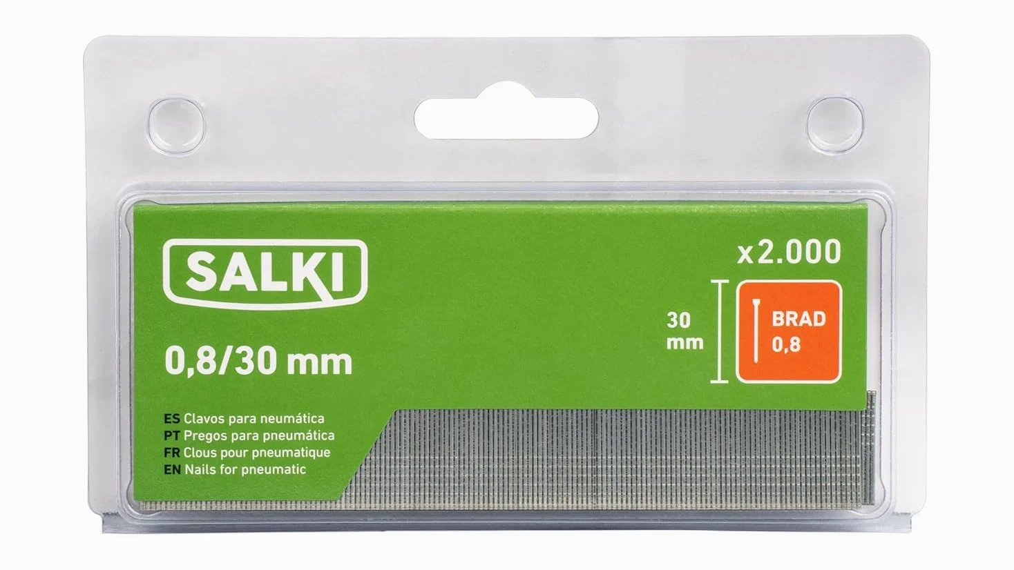SALKI Gwoździarka pneumatyczna CSK PB08 + 2000 pinów 0,8 x 30 mm + 2000 gwoździ Brad 0,8 x 30 mm | pneumatyczny pistolet do paznokci | zszywacz do stolarki i prac stolarskich
