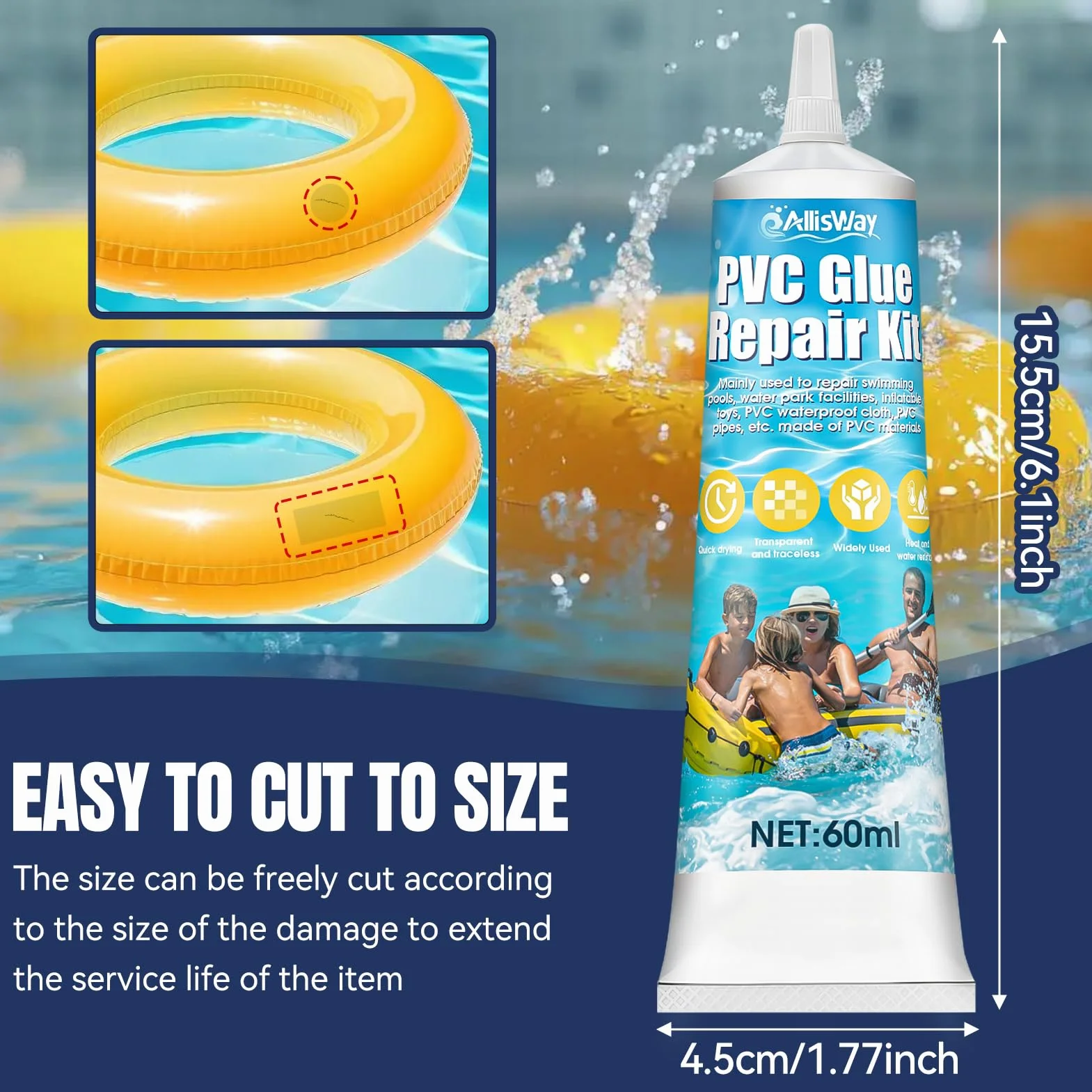 Klej PVC 60 ML do nadmuchiwanych kajaków, namiotów i basenów