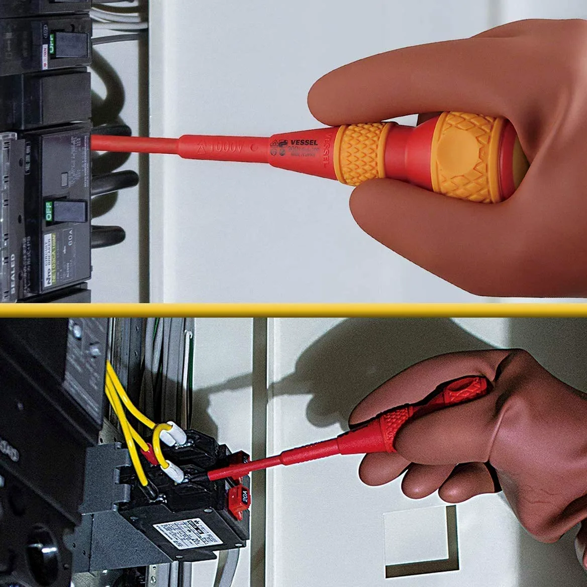 VESSEL Śrubokręt BALL GRIP VDE (izolowany) krzyżak/płaski, zestaw 5 szt