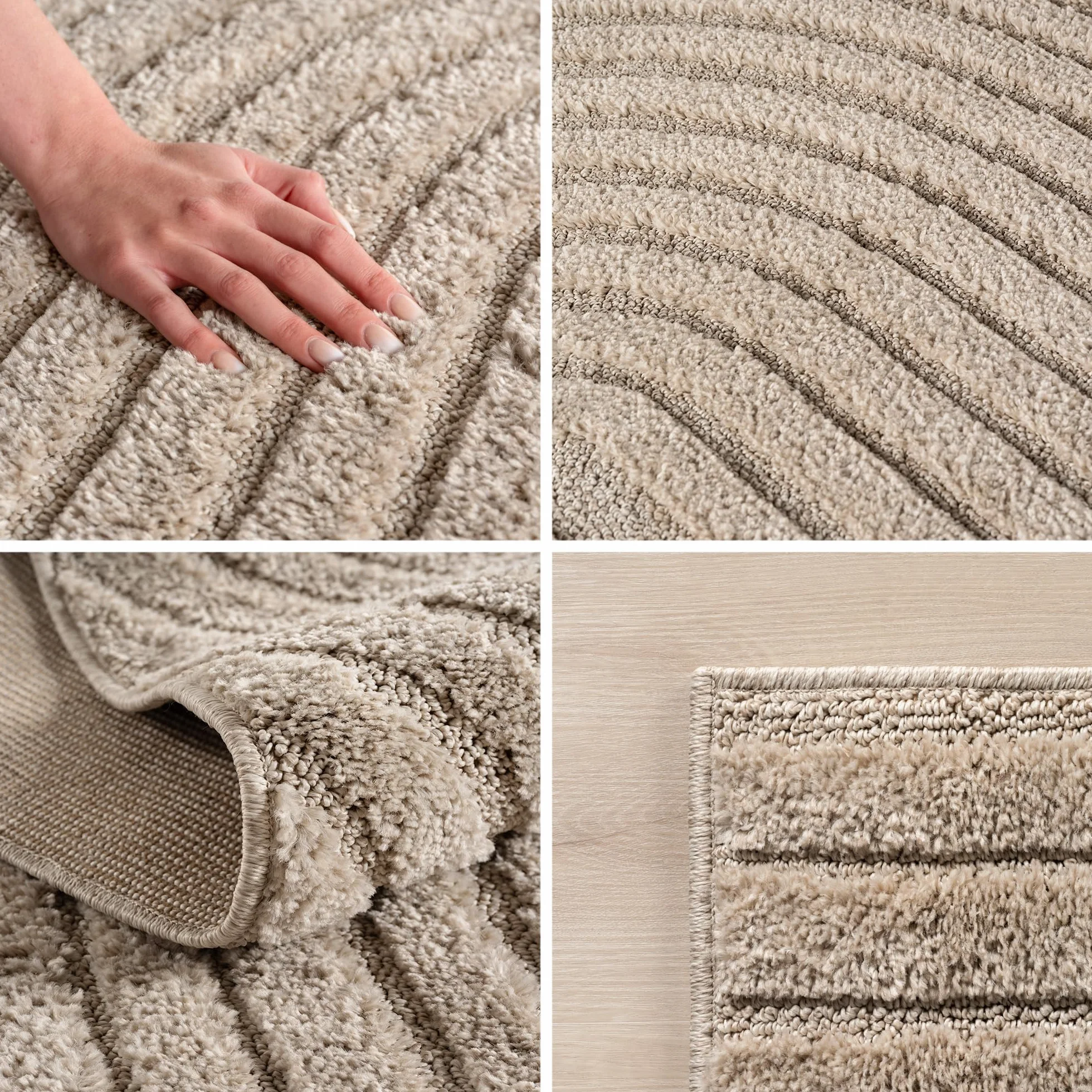 Carpetsale24 Dywan Okrągły 160 cm Beżowy z Długim Włosiem Design Skandi Boho Efekt Wysoko-Nisko Miękki Shaggy Puszysty Trwały Łatwy w Czyszczeniu Nowoczesny do Sypialni