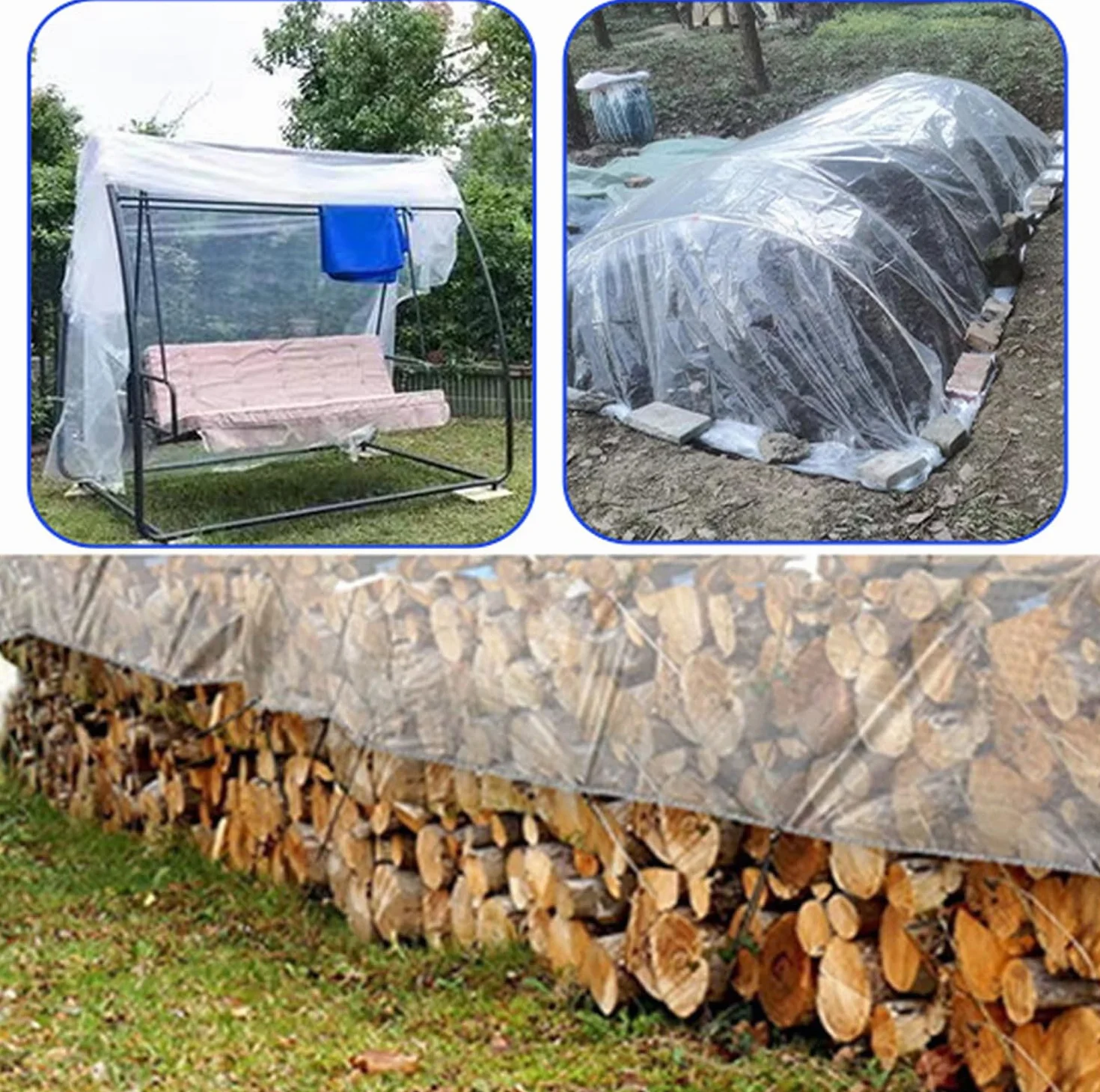 Wodoszczelna, przezroczysta plandeka 2 x 5 m, odporna na warunki atmosferyczne, wytrzymała, dla balkonu, składana, na meble ogrodowe, do szklarni, zadaszenia