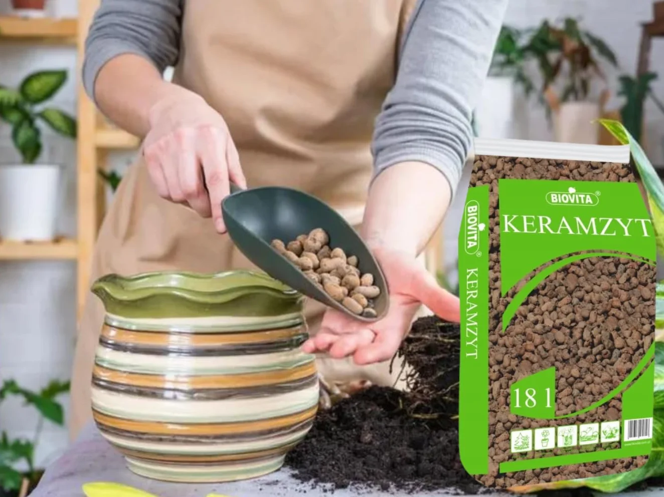 BIOVITA Glina ekspandowana keramzyt granulat 8-16 mm 18 l