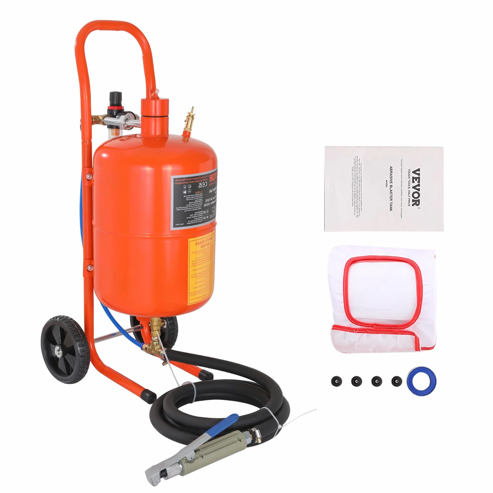 VEVOR Przenośna piaskarka 18,92 l, piaskarka 243,84 cm, wąż roboczy, piaskarka, ciśnienie robocze 60-110 psi, idealne do usuwania rdzy, farby, plam i polerowania dużych powierzchni