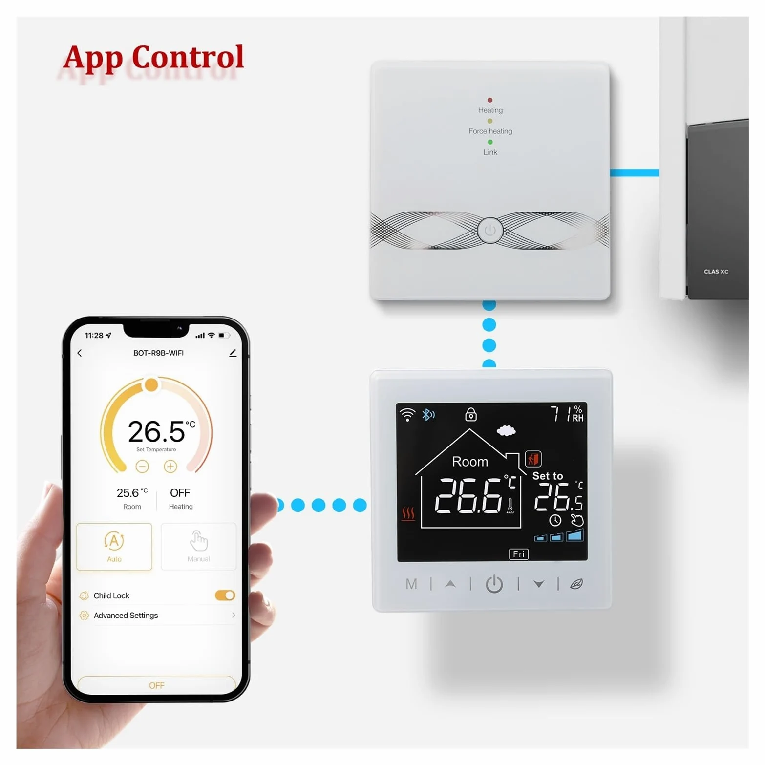 Termostat cyfrowy, Bezprzewodowy programowalny cyfrowy intelintny termostat Tuya Wi-Fi regulator temperatury kotła gazowego do sterowania ogrzewaniem w domu, dla temperatury w pomieszczeniu kontrolny