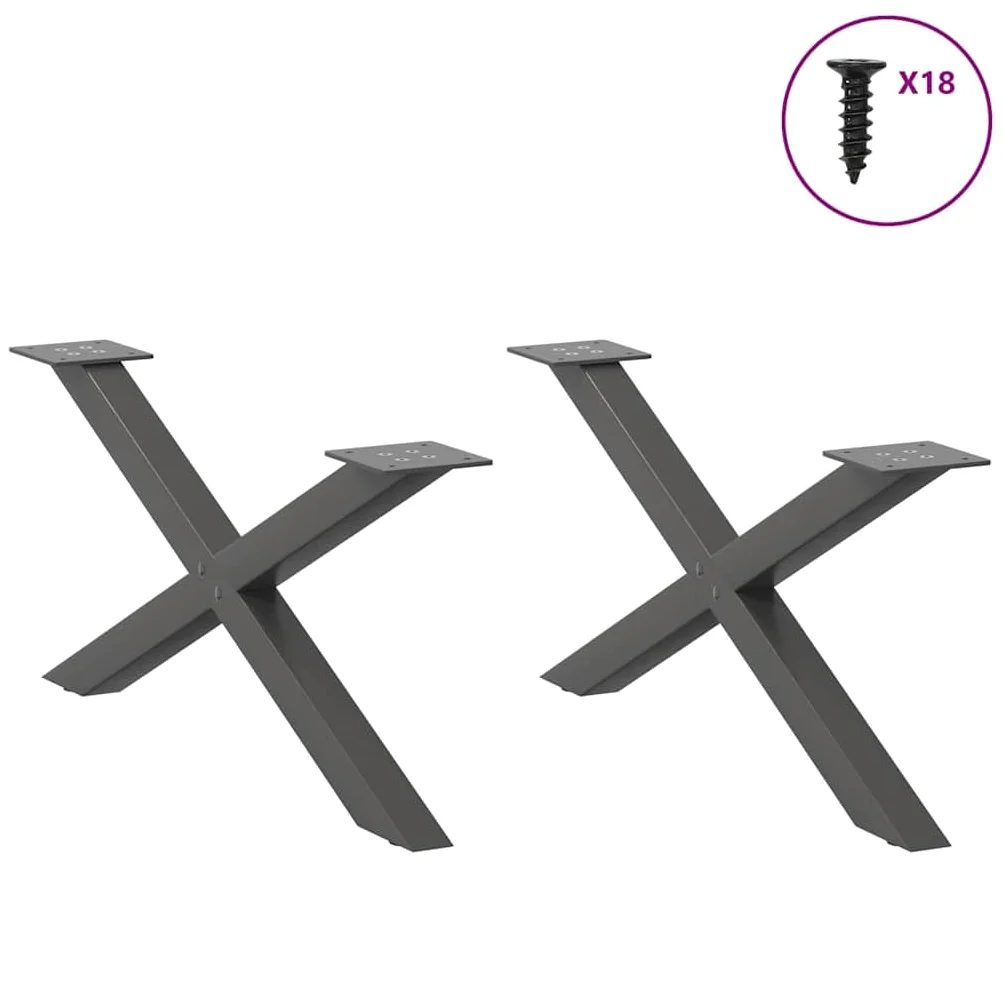 Nogi stolika kawowego X 2 sztuki antracyt 70 x 30-31 cm stal | Wstępnie wywiercony wspornik, w zestawie śruby, regulowane nóżki, nowoczesny geometryczny design