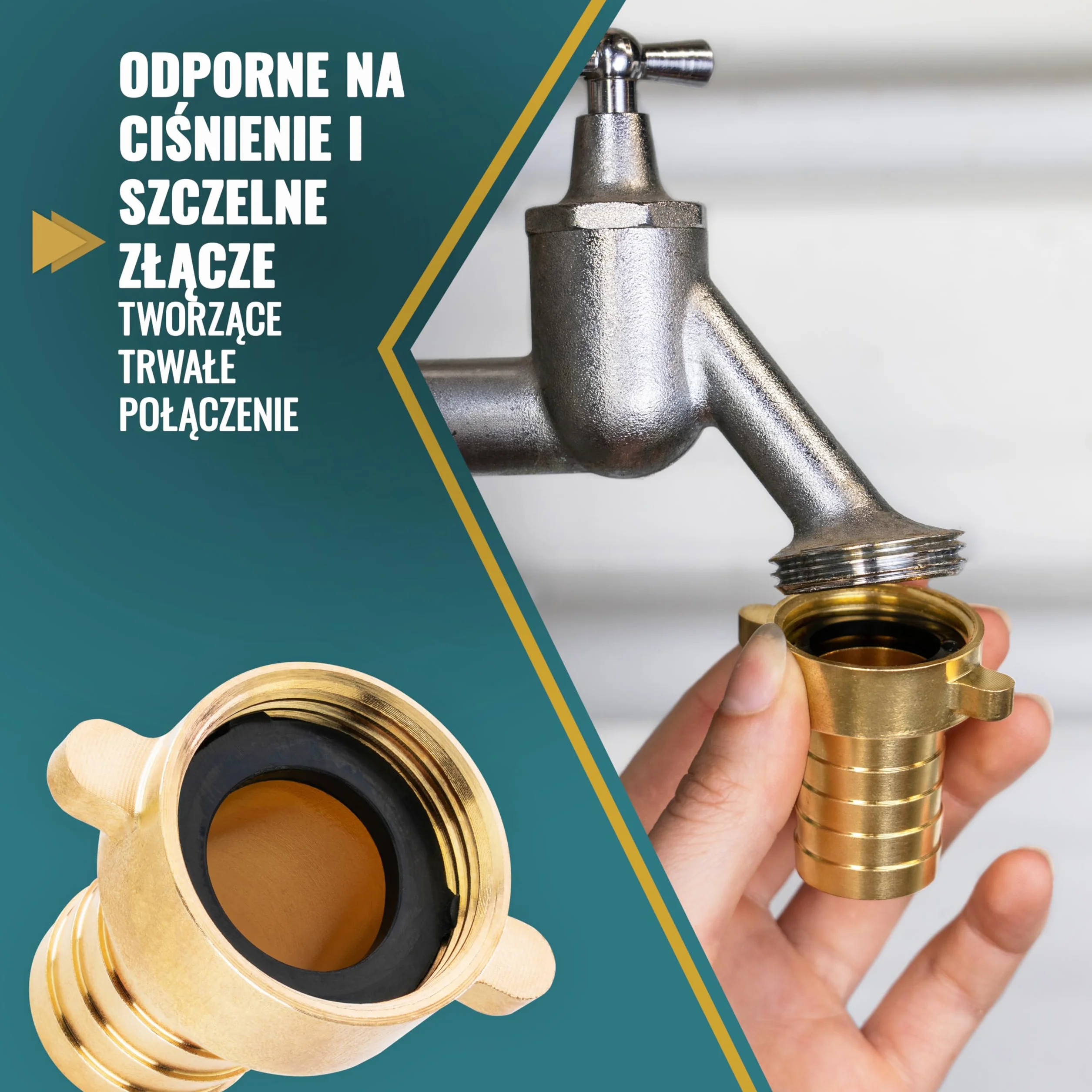 Poppstar mosiężne złącze węża 3/4" z gwintem wew. na tuleję 19 mm