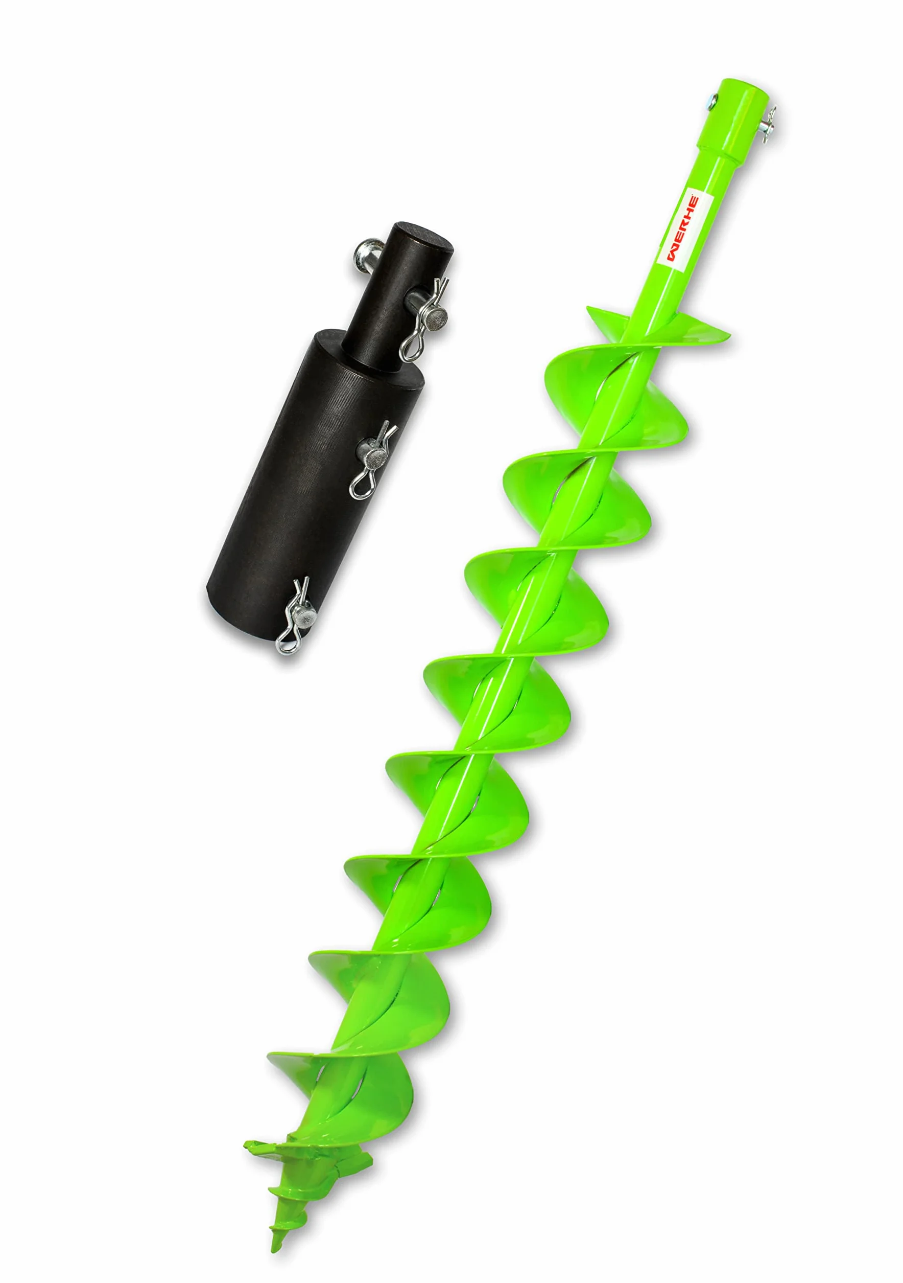 WERHE świder ziemny 100 mm z podwójną spiralą | precyzyjny grot, długość 80 cm, głębokość robocza 76 cm, do sadzenia drzew i budowy ogrodzeń, ostrza z możliwością ostrzenia