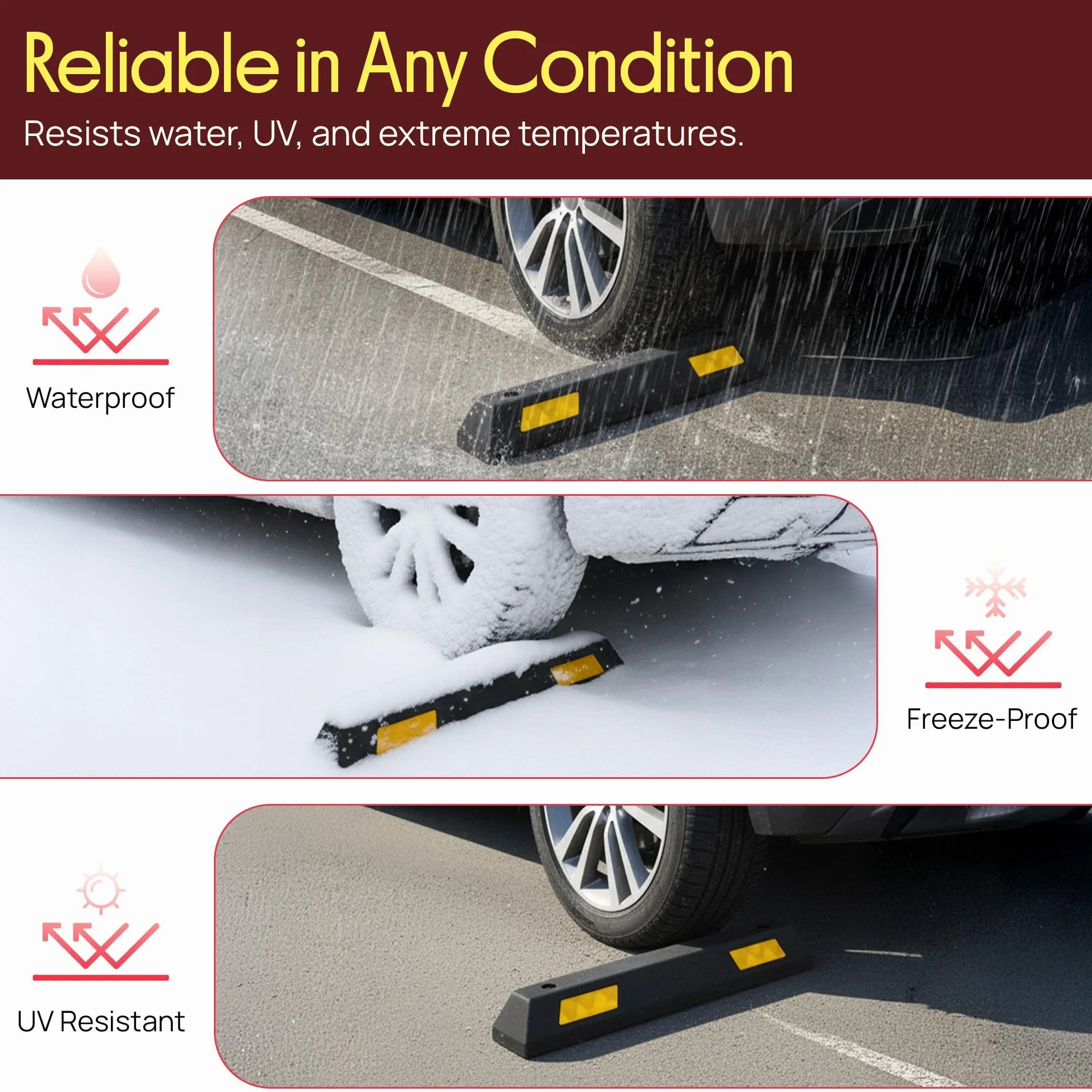 PCRSTP11 ogranicznik podłogowy pojazdu do ochrony parkingu, wytrzymały, gumowy ogranicznik do parkingu, do samochodów dostawczych, ciężarówek, bloków prowadnicy kół opon, 1 szt