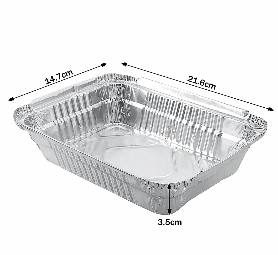 LATRAT 25 sztuk aluminiowych misek do grillowania, jednorazowych misek aluminiowych, bez pokrywki, na resztki, grill, ciasto, owoce i warzywa, 21,6 x 14,7 x 3,5 cm