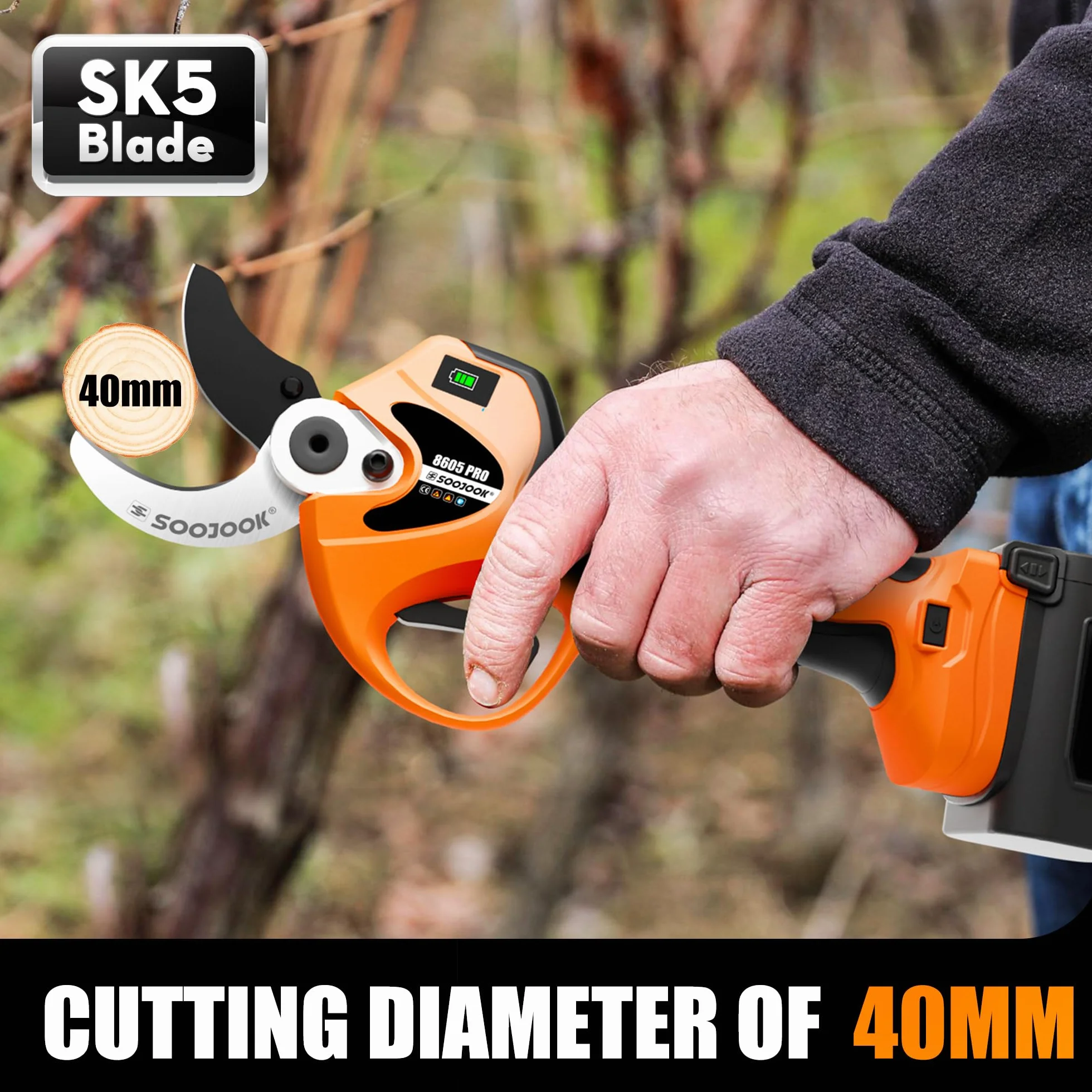 akumulatorowe nożyce do gałęzi 40 mm 2 x 21 V 1050 W 4 A 8605PRO