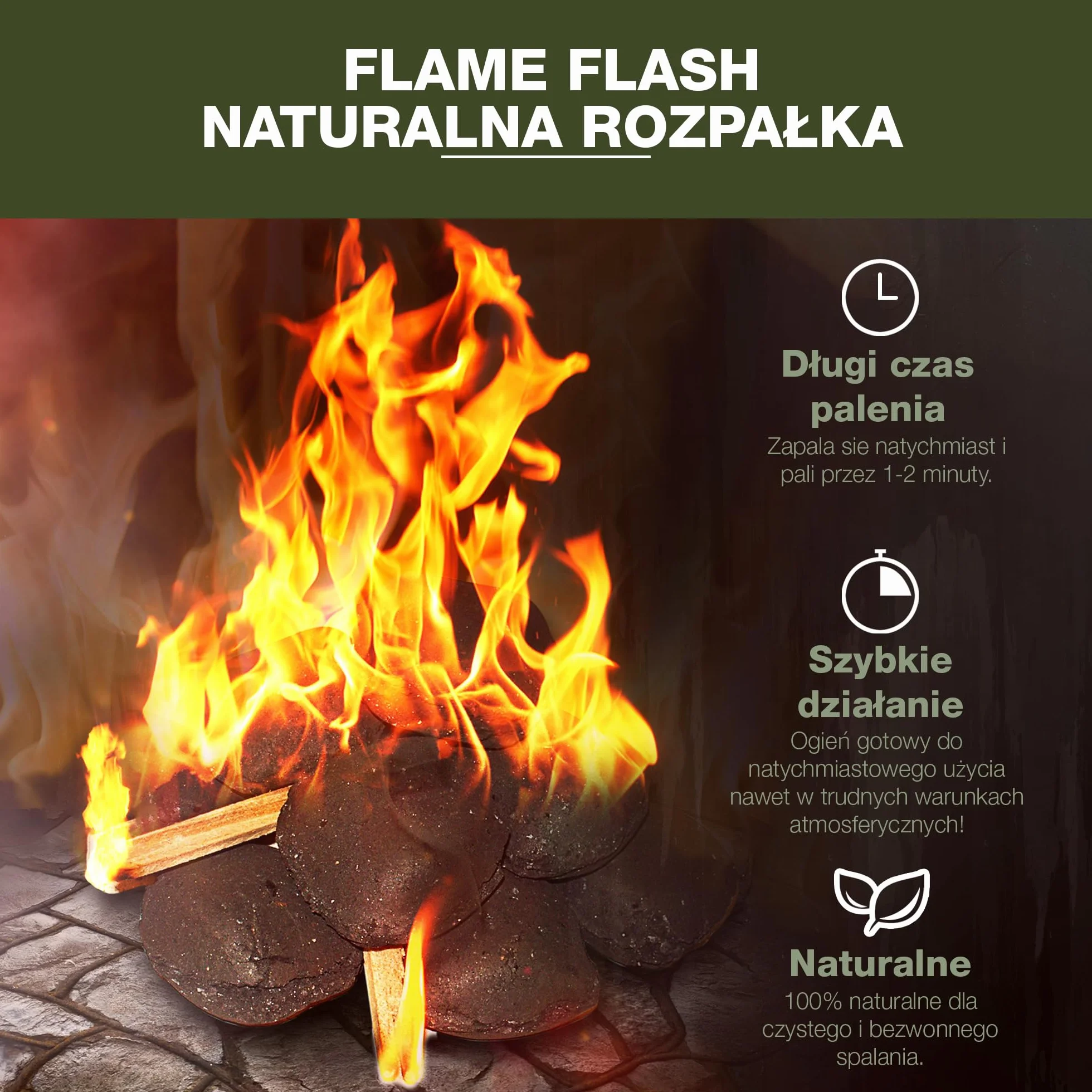 SWISSINNO Naturalne podpałki Flame Flash Ekologiczne rozpałki do kominków 500 g