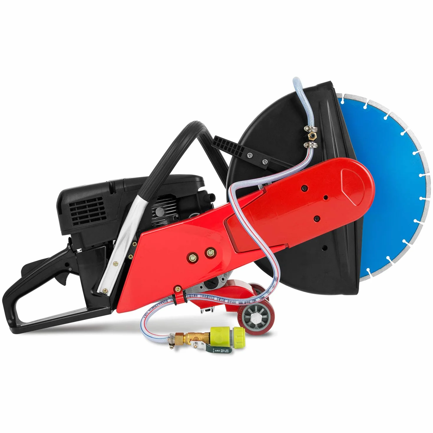 EBERTH Benzynowa szlifierka tnąca Motorflex do cięcia na mokro i na sucho, tarcza tnąca 350 mm, silnik dwusuwowy o mocy 3 kW, pojemność skokowa 64,6 cm³, 9500 obr./min, rozrusznik linowy