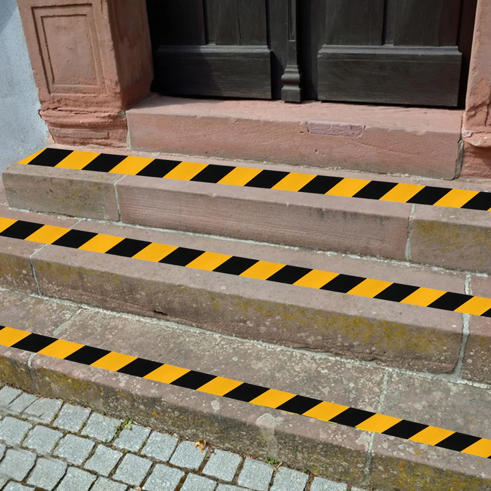 Taśma barierowa, 50mm x 38m Taśma barierowa ostrzegająca przed zagrożeniami Taśma drżąca,Samoprzylepna taśma do znakowania, Taśma ostrzegawcza w paski do oznaczania oznaczeń bezpieczeństwa na podłodze