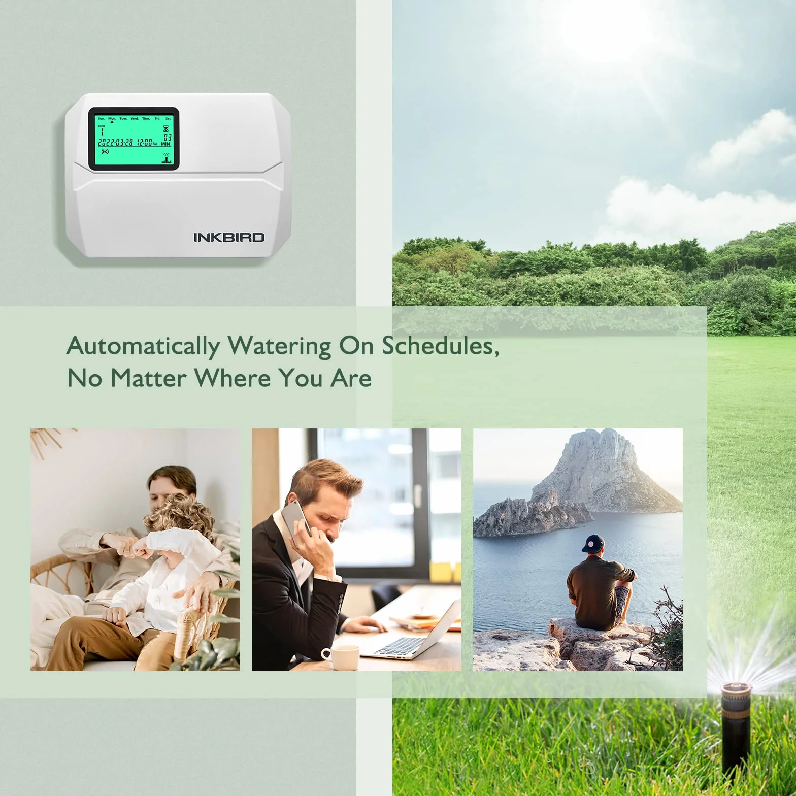 Inkbird IIC-800-WIFI 8-strefowy komputer nawadniający, system nawadniania, sezonowe dostosowanie, z osłoną odporną na warunki atmosferyczne, omijanie deszczu