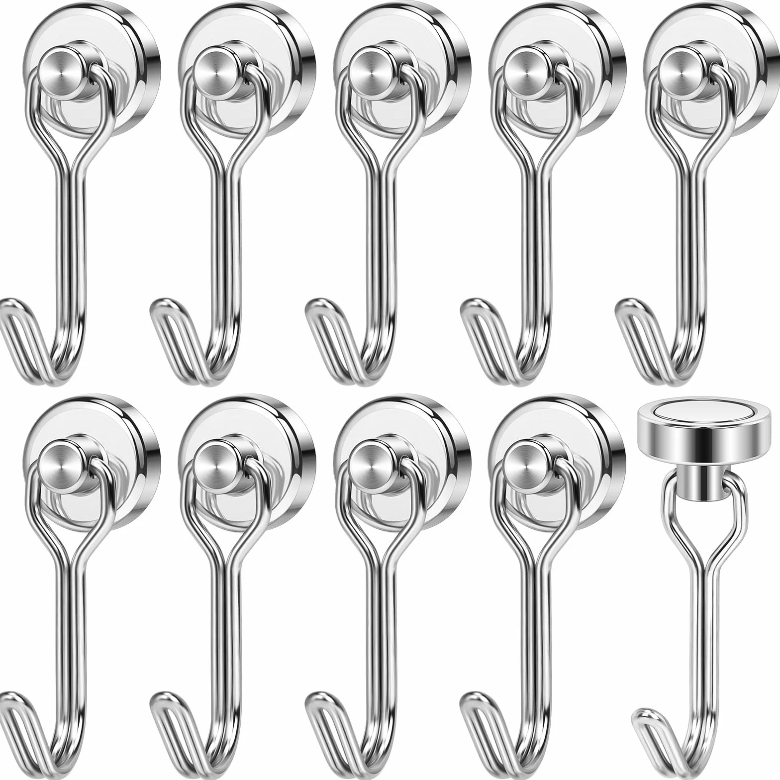 Wukong Magnesy neodymowe 16 mm, bardzo mocne, 10 sztuk, bardzo mocne, 9 kg, silne magnesy z haczykami, na kemping, do przechowywania i kuchni