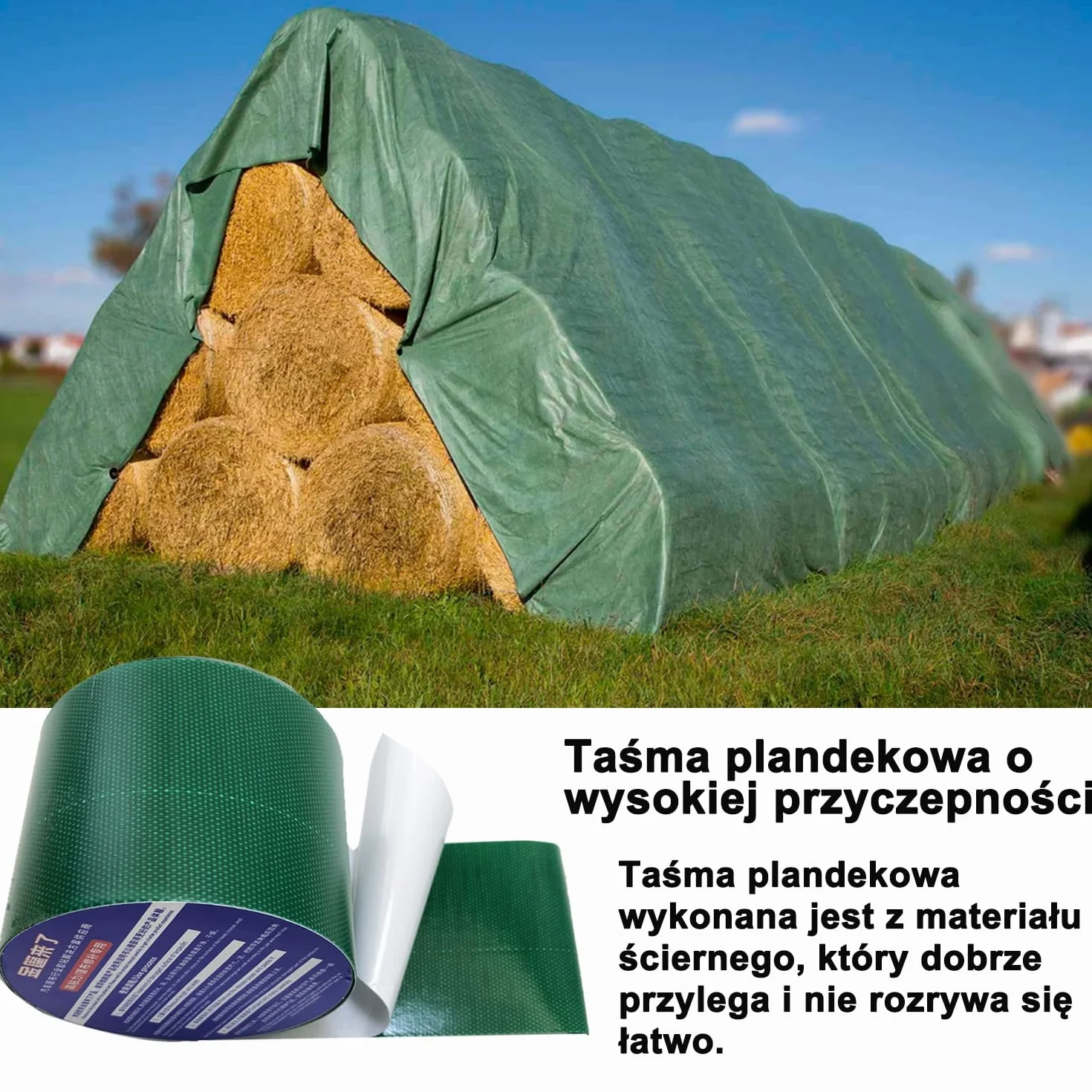 Taśma naprawcza do plandek, 8cm x 5m, wodoszczelna, wytrzymała płócienna taśma naprawcza do samochodu, łodzi, ciężarówki, dachu, namiotów do podróży ciężarówką i (zielony)