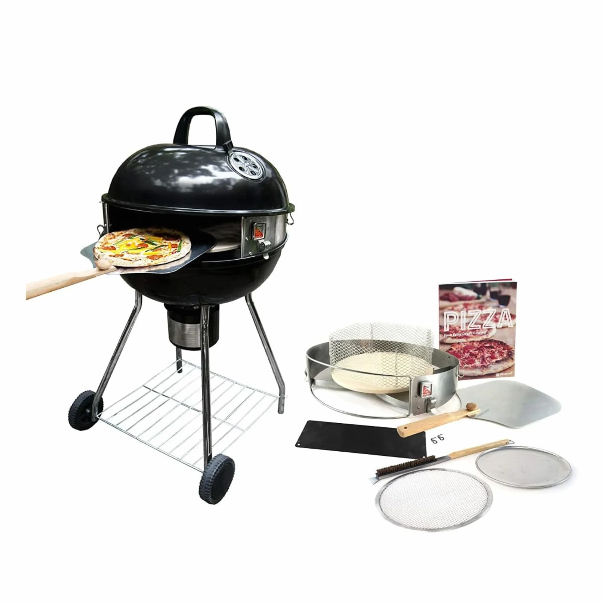 Pizzacraft Luksusowy zestaw do pizzy dla 45 cm i 22,5 cala grill czajnikowy PC7001, srebrny, 224.32