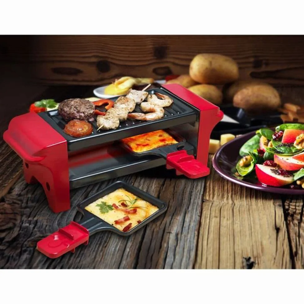 Bestron Raclette mini grill stołowy 350 W czerwony czarny