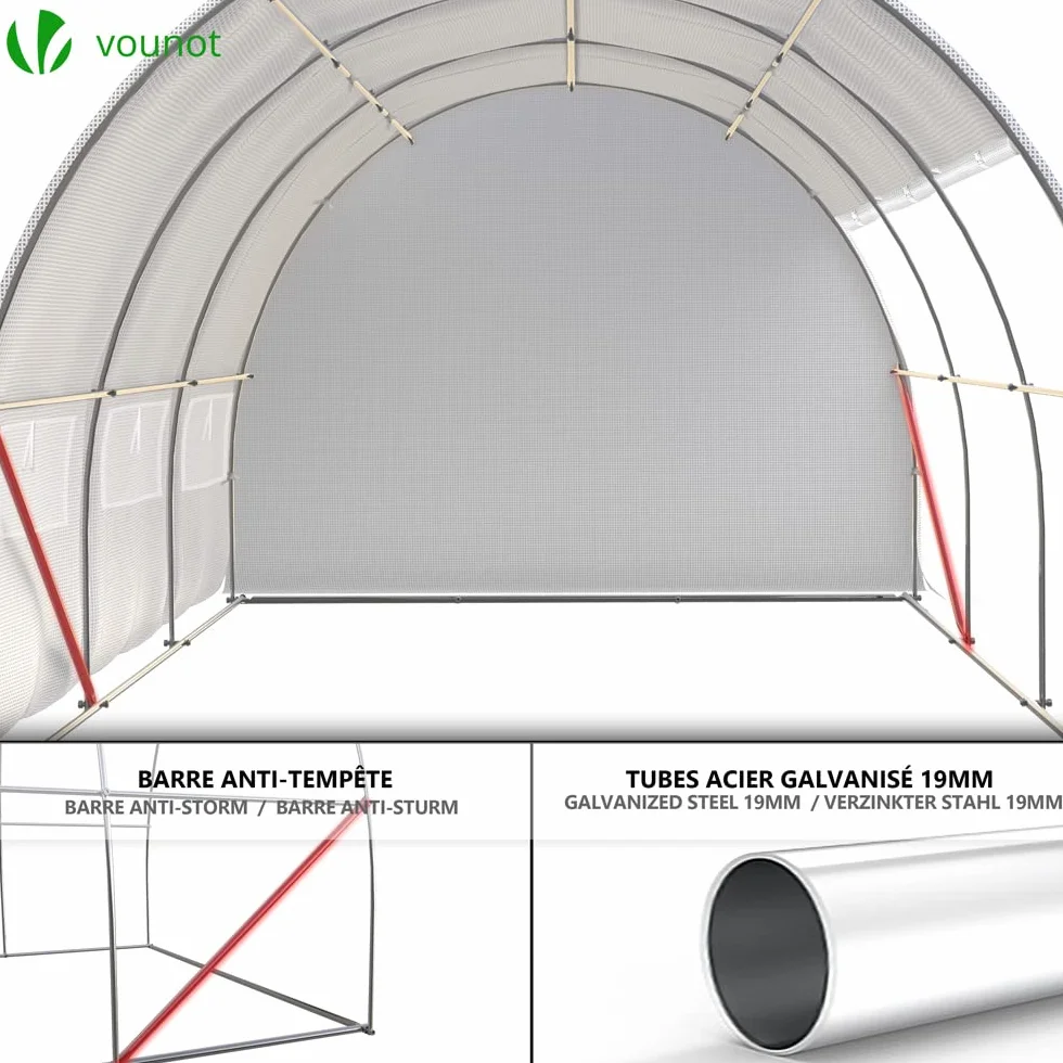 VOUNOT Szklarnia foliowa tunel 3x3x2 m 9 m² biała