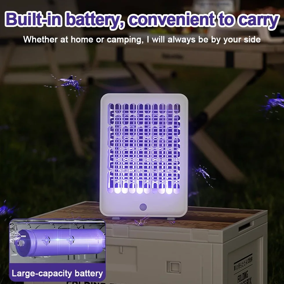 Mineup Elektryczna pułapka na owady, 1200 mAh, lampa na komary, elektryczna, ładowana przez USB, 360° UV, lampa do kuchni, wewnątrz i na zewnątrz, na kemping