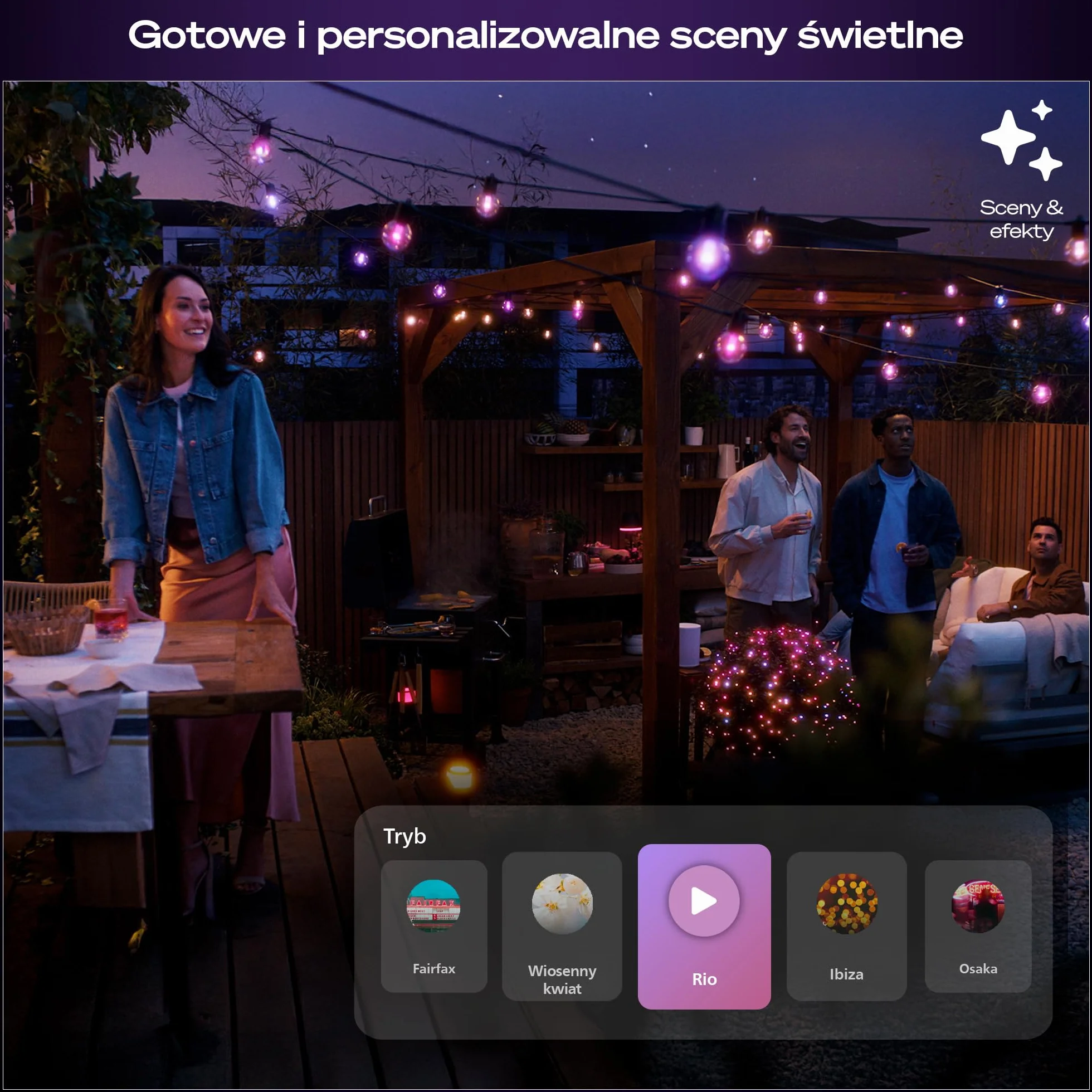 Philips Hue Festavia Globe Oświetlenie Zewnętrzne 7M 10 Żarówek Ściemniane Kompatybilne z Alexa Google Assistant Apple Home