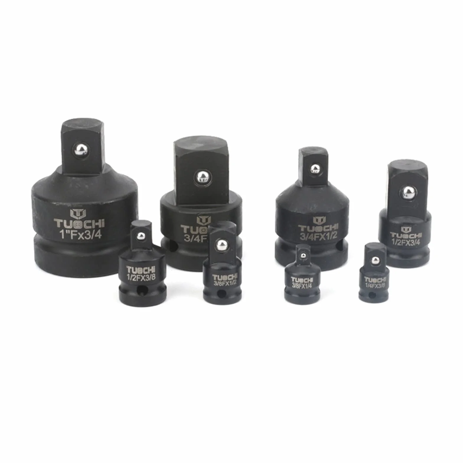 QIANHUI 1/10.2 cm 3/20.3 cm 1/5.1 cm 3/10.2 cm 2.5 cm adapter udarowy sterownika metryczny Cr-Mo adapter gniazda udarowego reduktor narzędzie adapter do klucza udarowego i pneumatycznego (kolor: