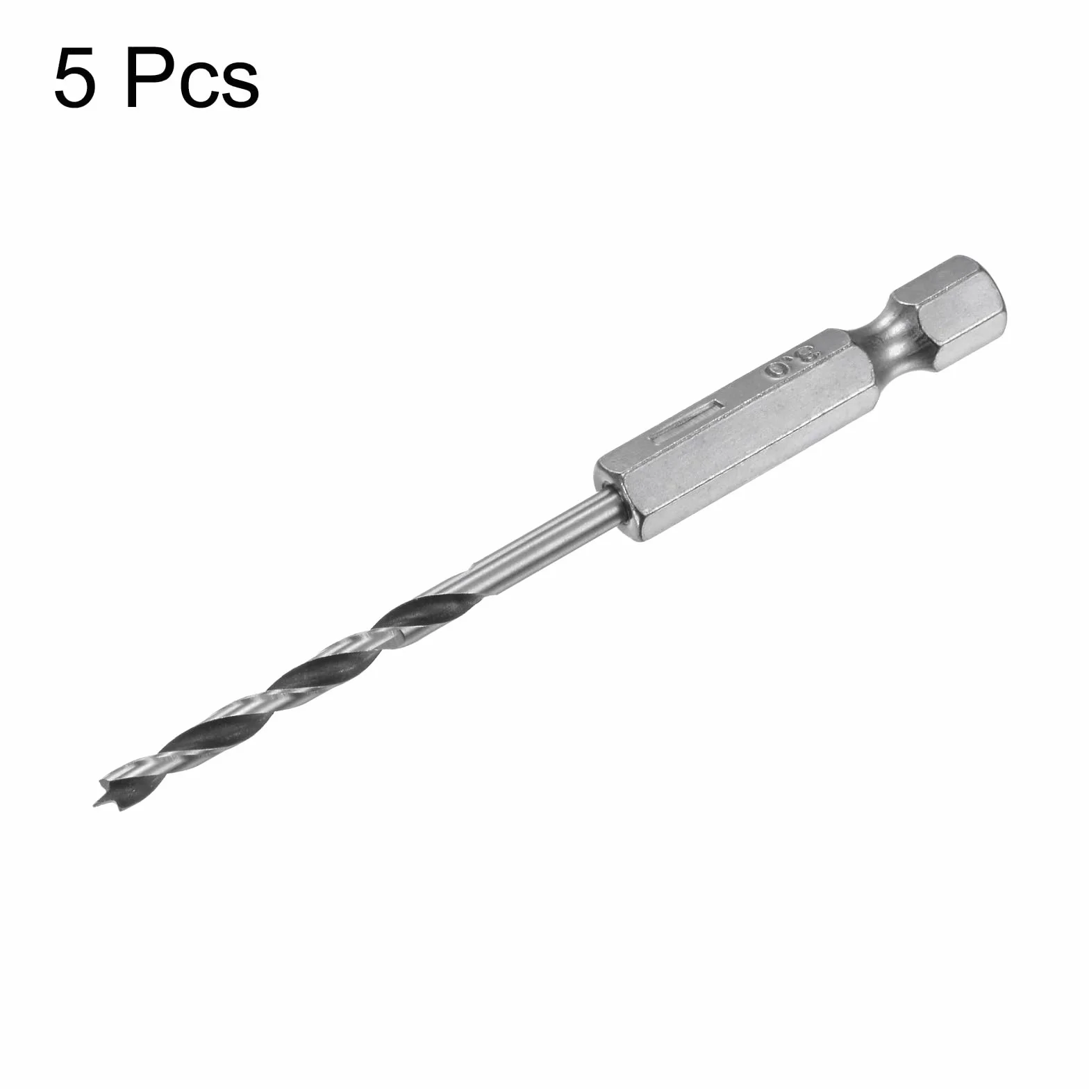 QUARKZMAN 5 szt. wiertła Brad Point 3 mm (3/25") łożysko stalowe 1/4" sześciokątne wiertła do drewna długość robocza 1,26" spiralne narzędzie do wiercenia w drewnie