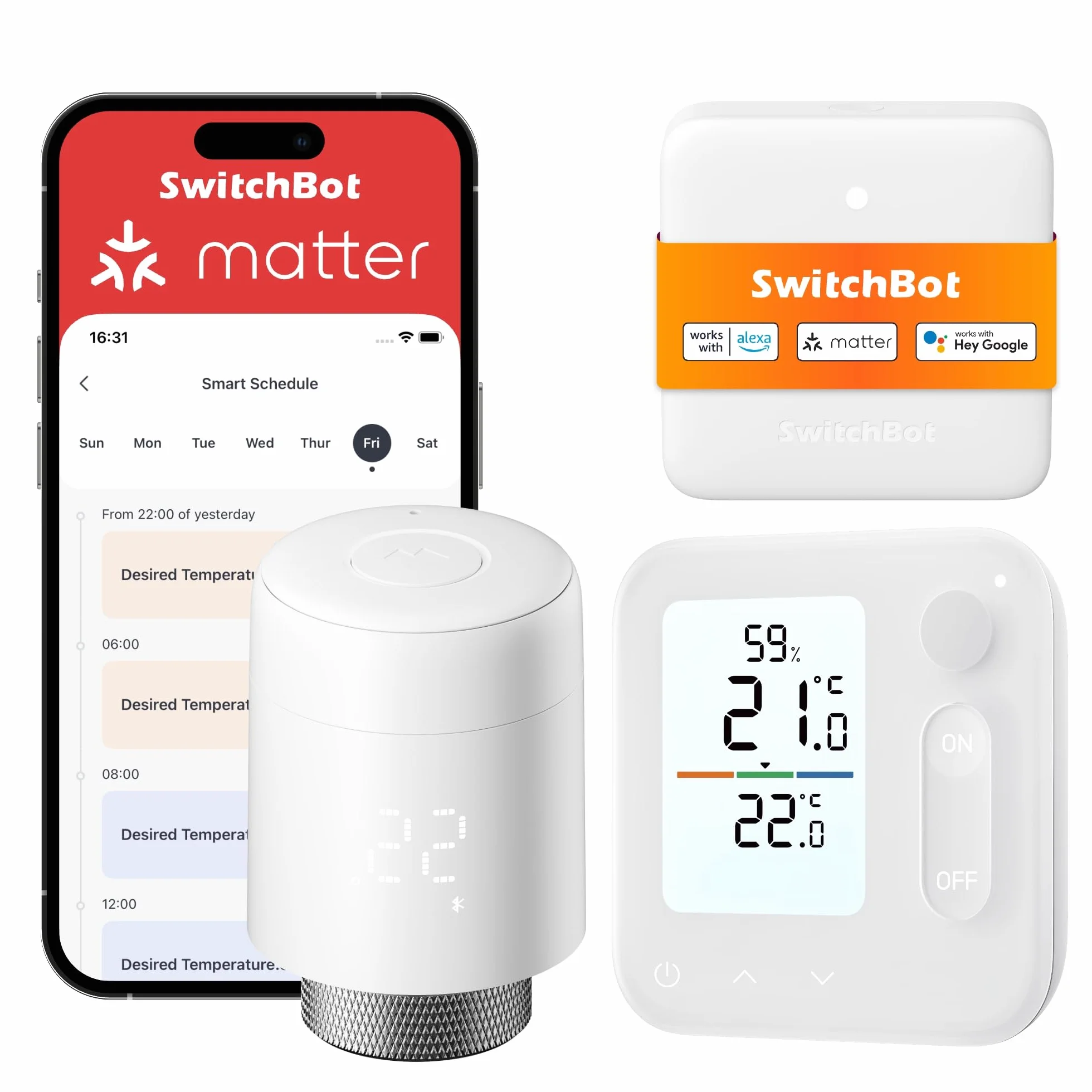 SwitchBot Smart Radiator Thermostat Panel Matter Combo – Sterowanie przez aplikację i timer, oszczędność energii, łatwa instalacja, kompatybilny z Apple Home i Home Assistant