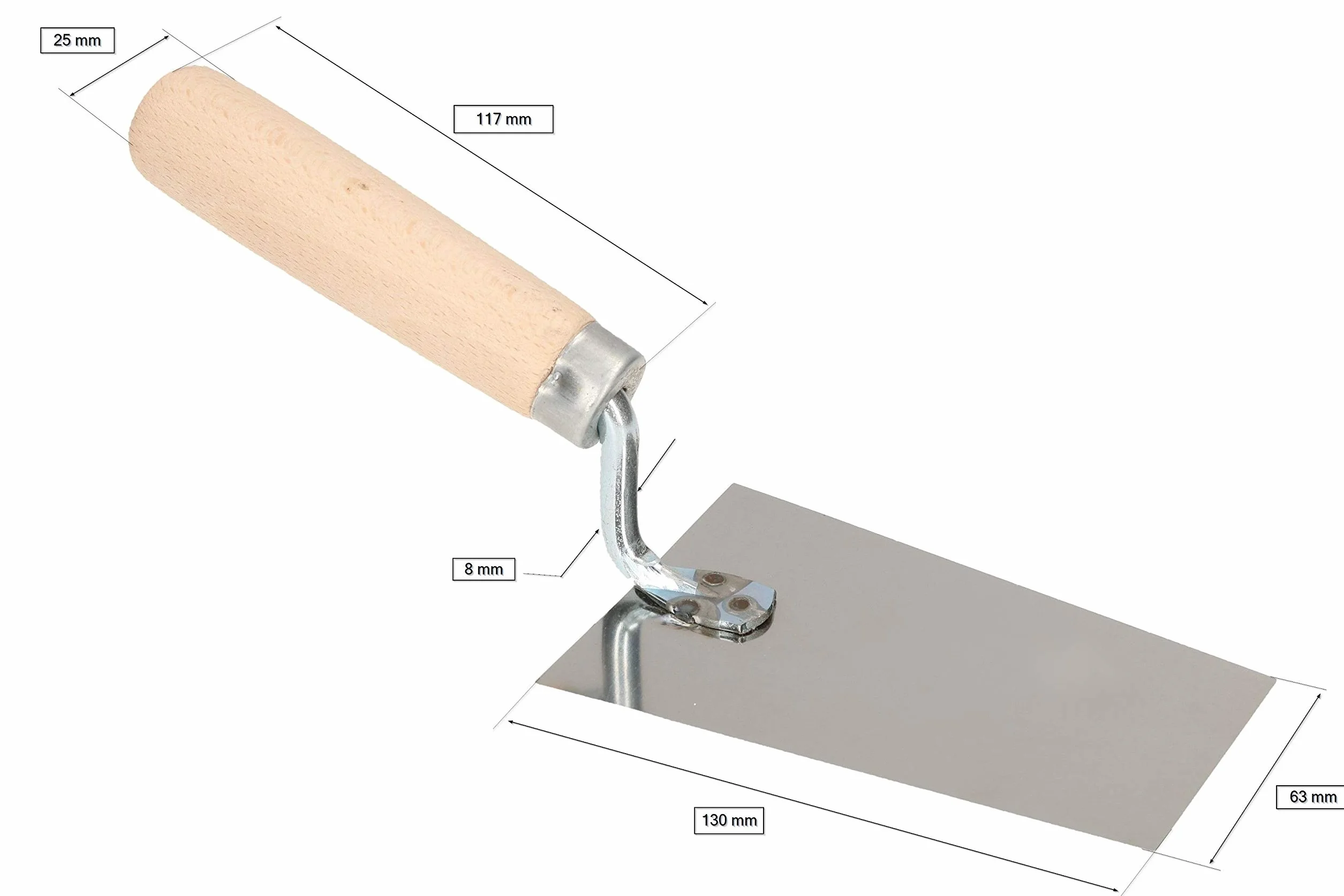 KOTARBAU® Kielnia trapezowa ze stali szlachetnej 130mm x 63mm z drewnianym uchwytem