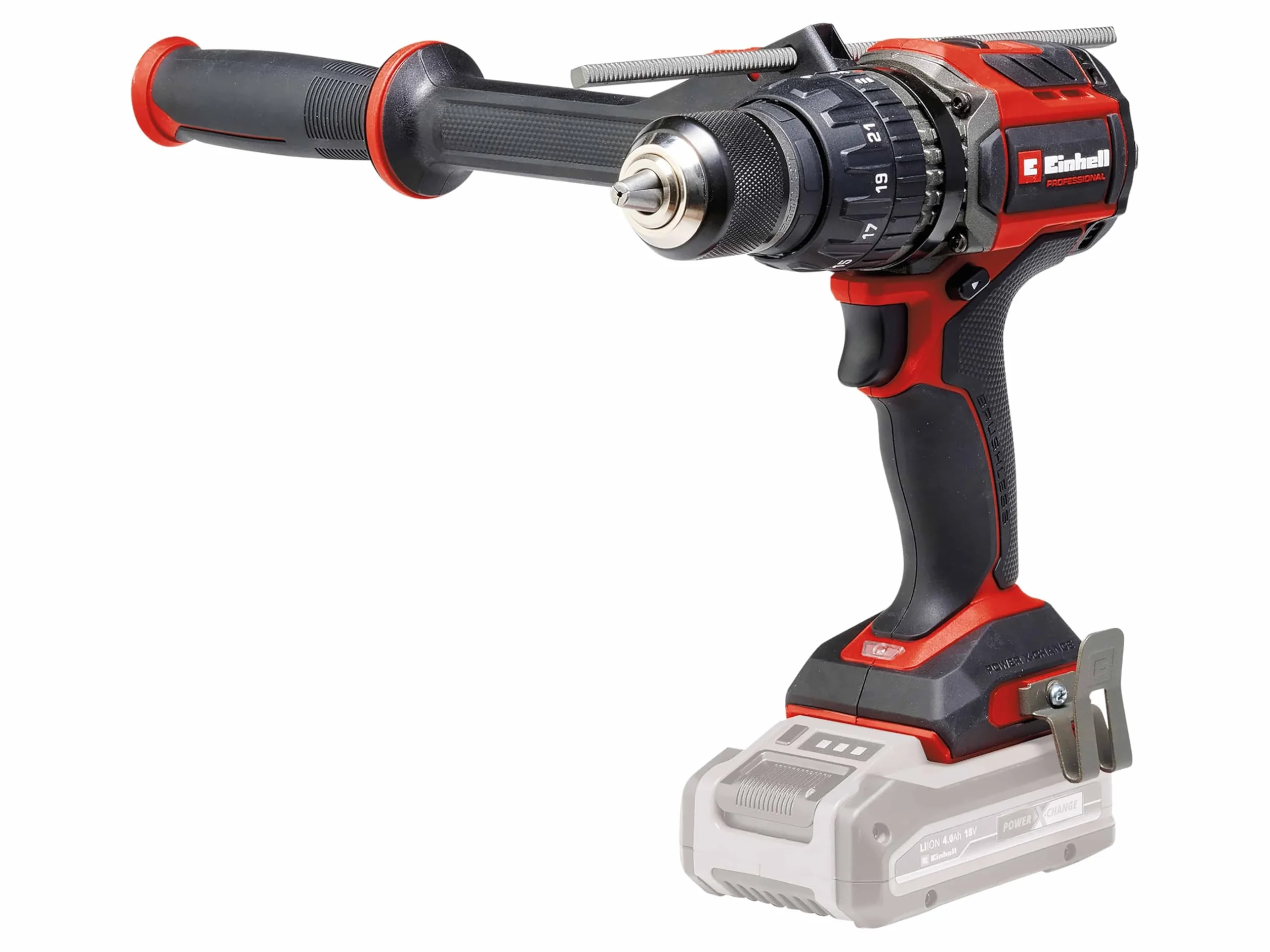 Einhell Profesjonalna akumulatorowa wiertarko-wkrętarka udarowa TP-CD 18/120 Li-i BL-Solo Power X-Change (18 V, bezszczotkowa, 120 Nm, funkcja wiercenia udarowego, uchwyt wiertarski 13 mm, 2-biegowy,