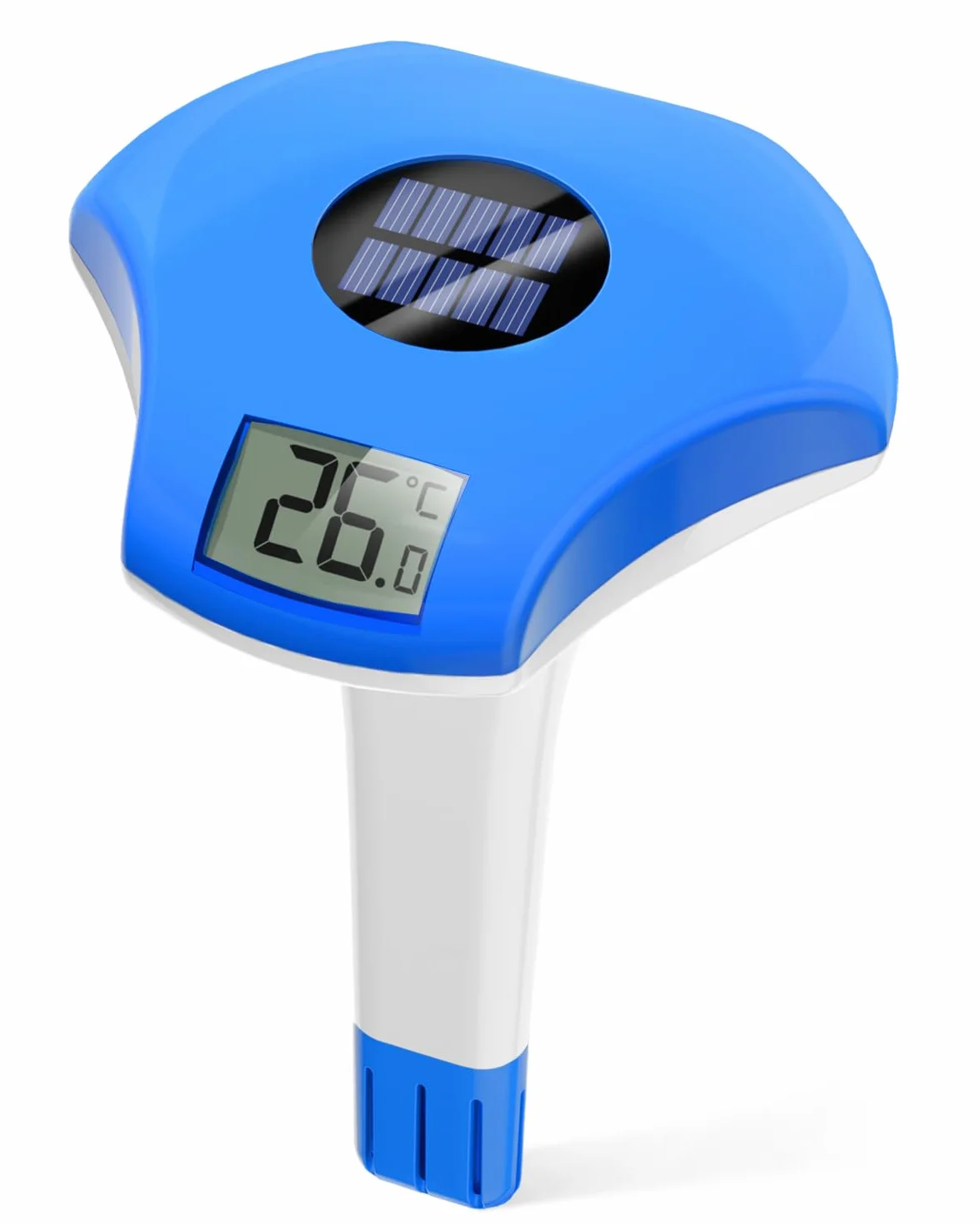 BALDR Pływający termometr basenowy, wodoszczelny IPX8, zasilany energią słoneczną, termometr basenowy, nadaje się do basenu/jacuzzi/źródła ciepłej wody/akwarium (ciemnoniebieski)