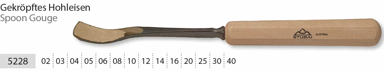 Stubai 522825 typ 28 z drewnianym uchwytem, dłuto do rzeźbienia w drewnie, złoty/beżowy, 25 mm
